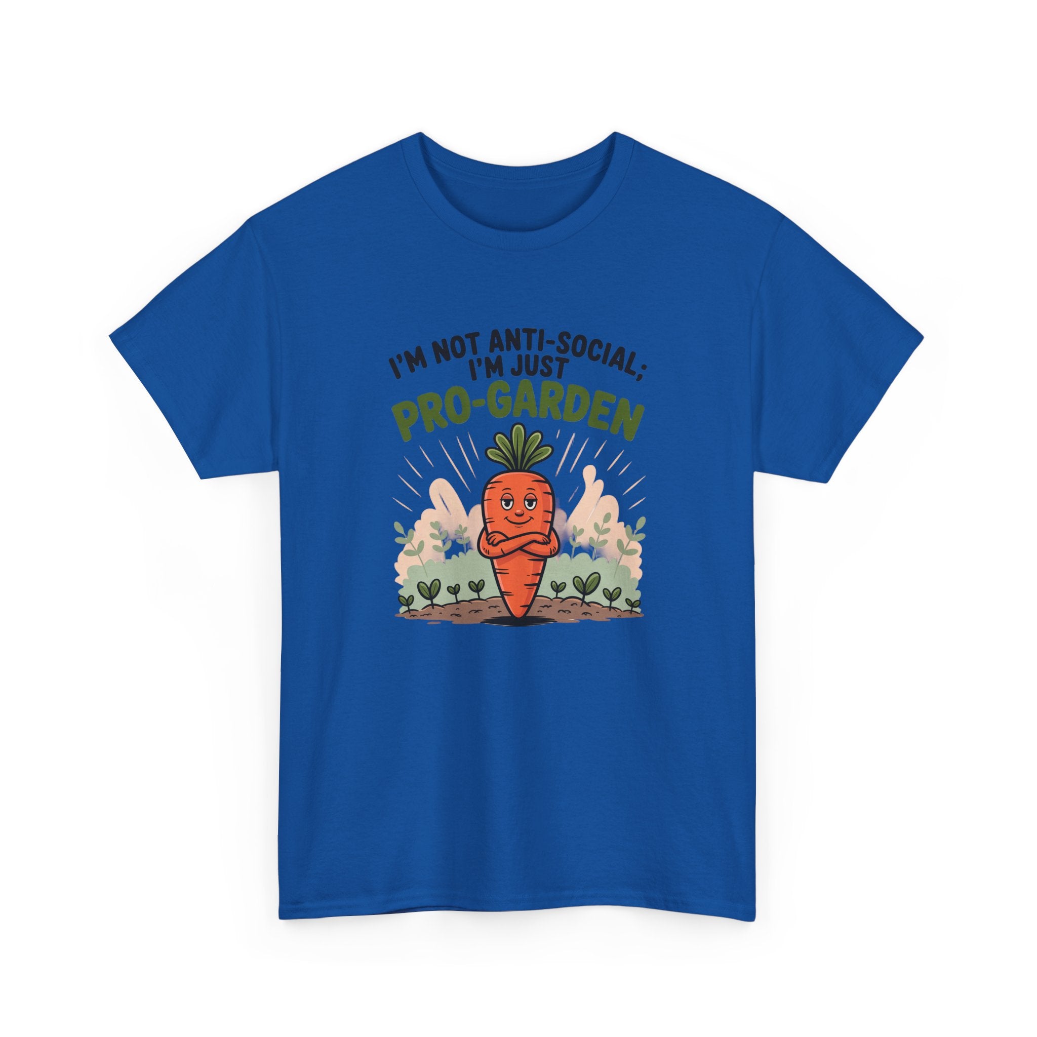 Garden Lover T‑Shirt — "I’m Not Anti-Social, I’m Just Pro-Garden" Cute Carrot Tee