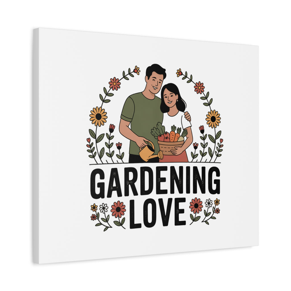 Gardening Love Canvas Print — Couple Gardening Wall Art