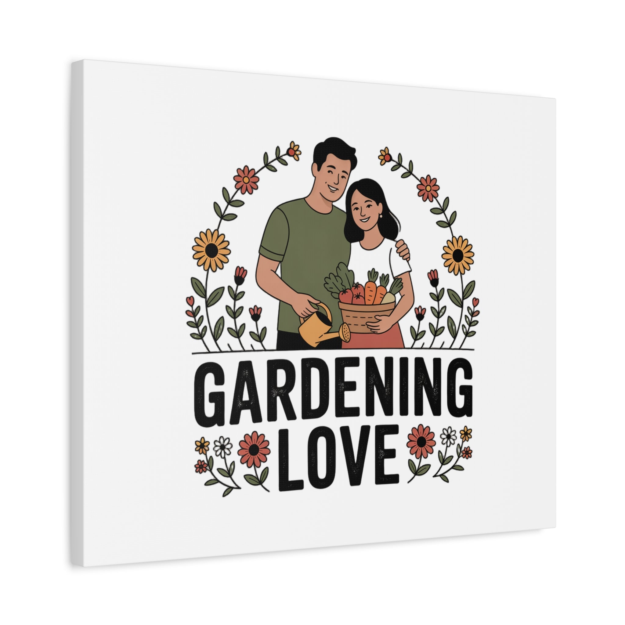 Gardening Love Canvas Print — Couple Gardening Wall Art