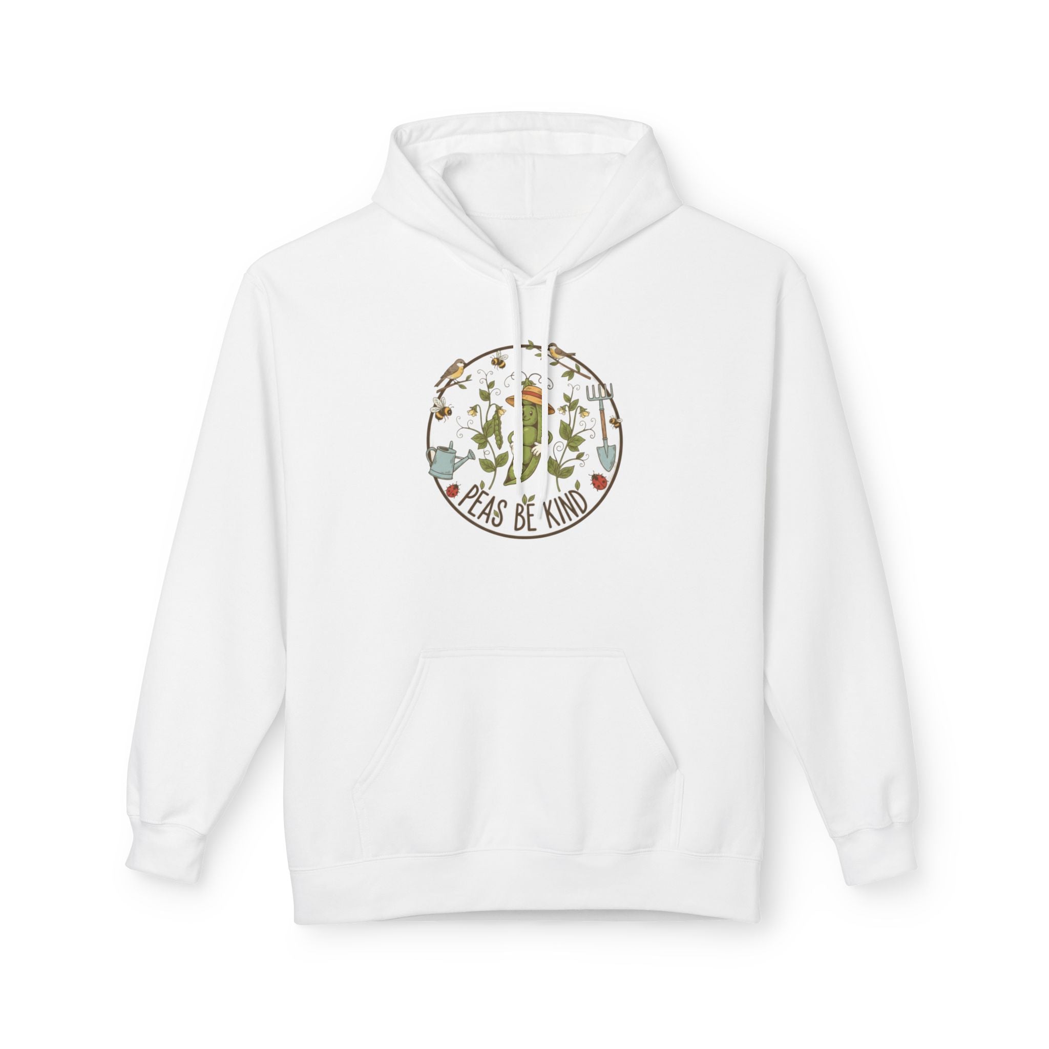 Cute Gardening Hoodie — "Peas Be Kind" Floral Graphic