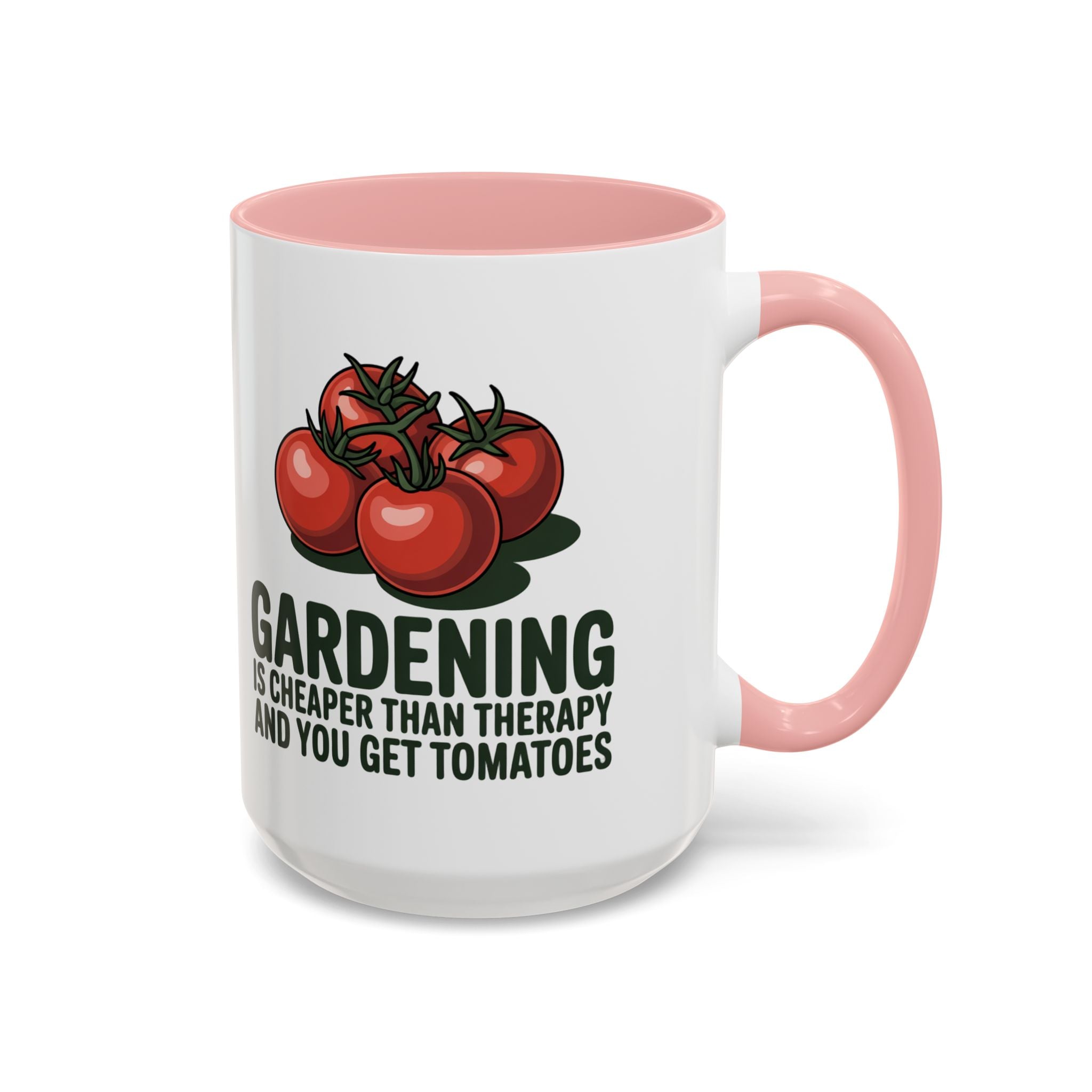 Gardening Coffee Mug – “Gardening Is Cheaper Than Therapy and You Get Tomatoes” Accent Mug
