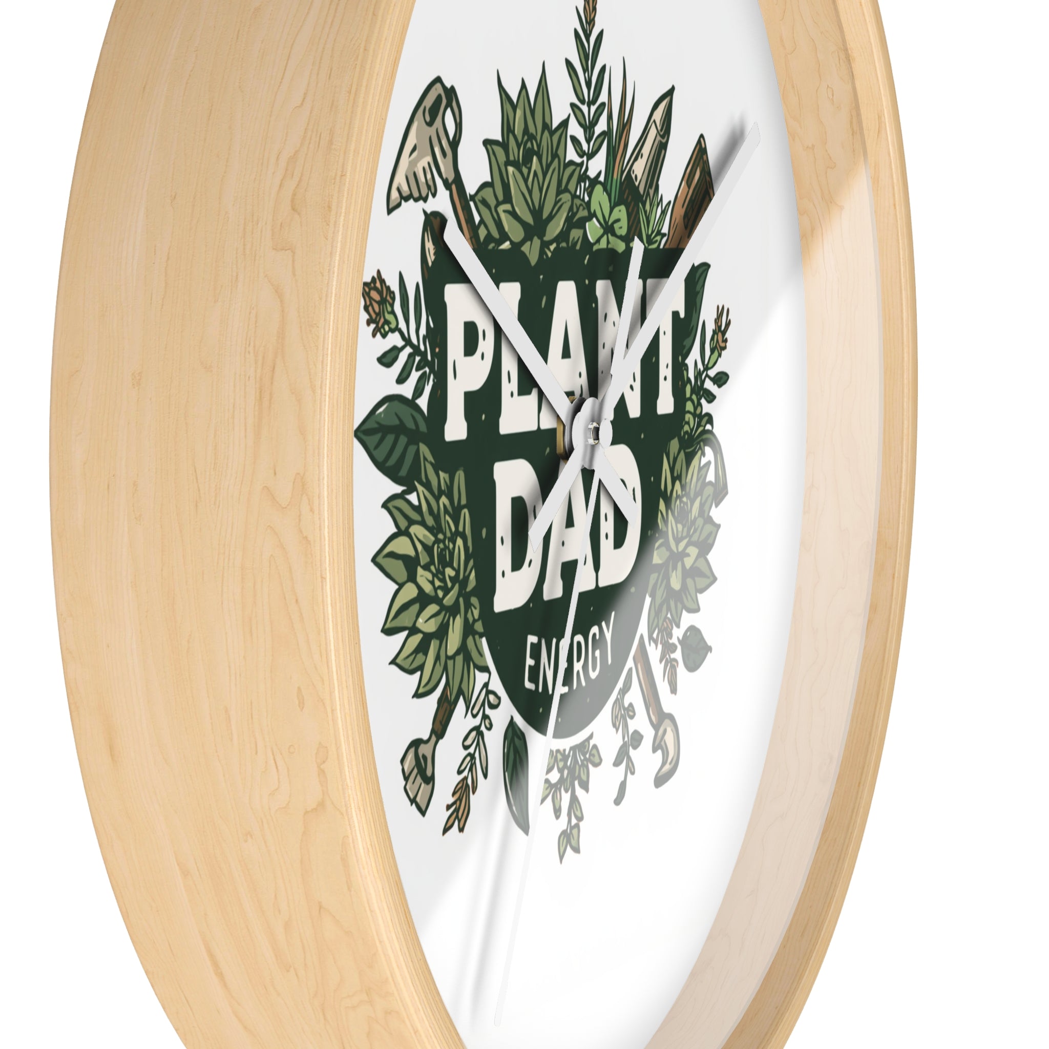 Plant Dad Wall Clock — Botanical "Plant Dad Energy" Decorative Clock for Plant Lovers, Gardeners & Father's Day Gift