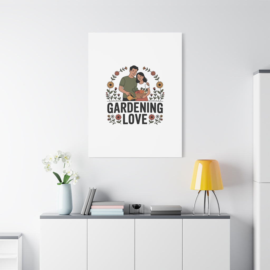 Gardening Love Canvas Print — Couple Gardening Wall Art