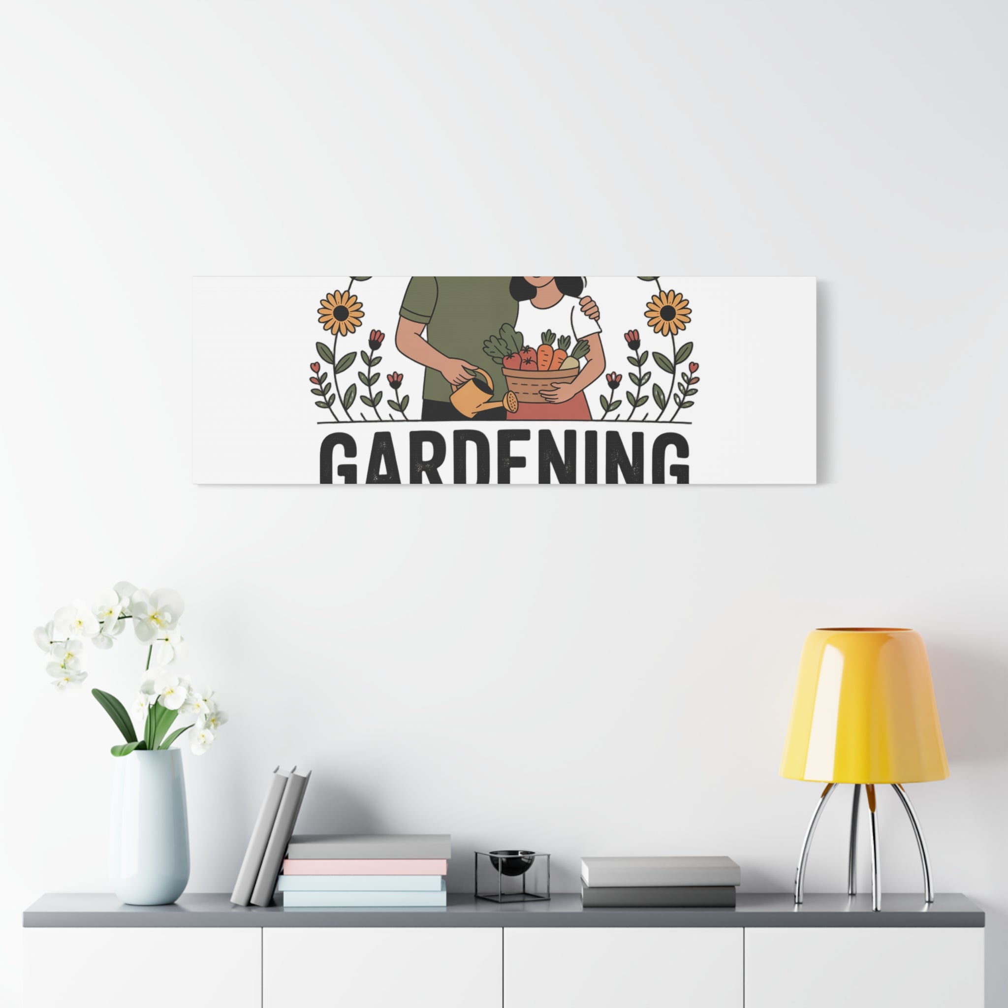 Gardening Love Canvas Print — Couple Gardening Wall Art