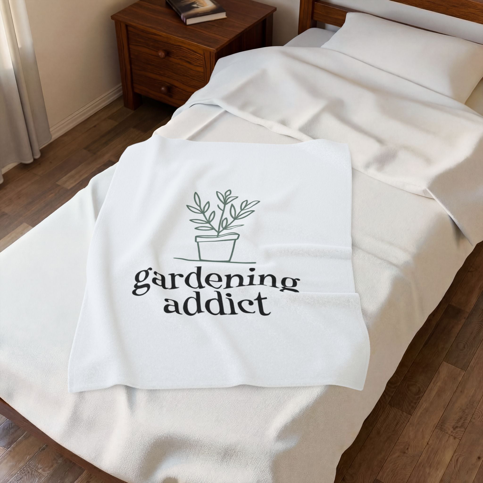 Gardening Addict Velveteen Plush Blanket — Cozy Plant Lover Throw