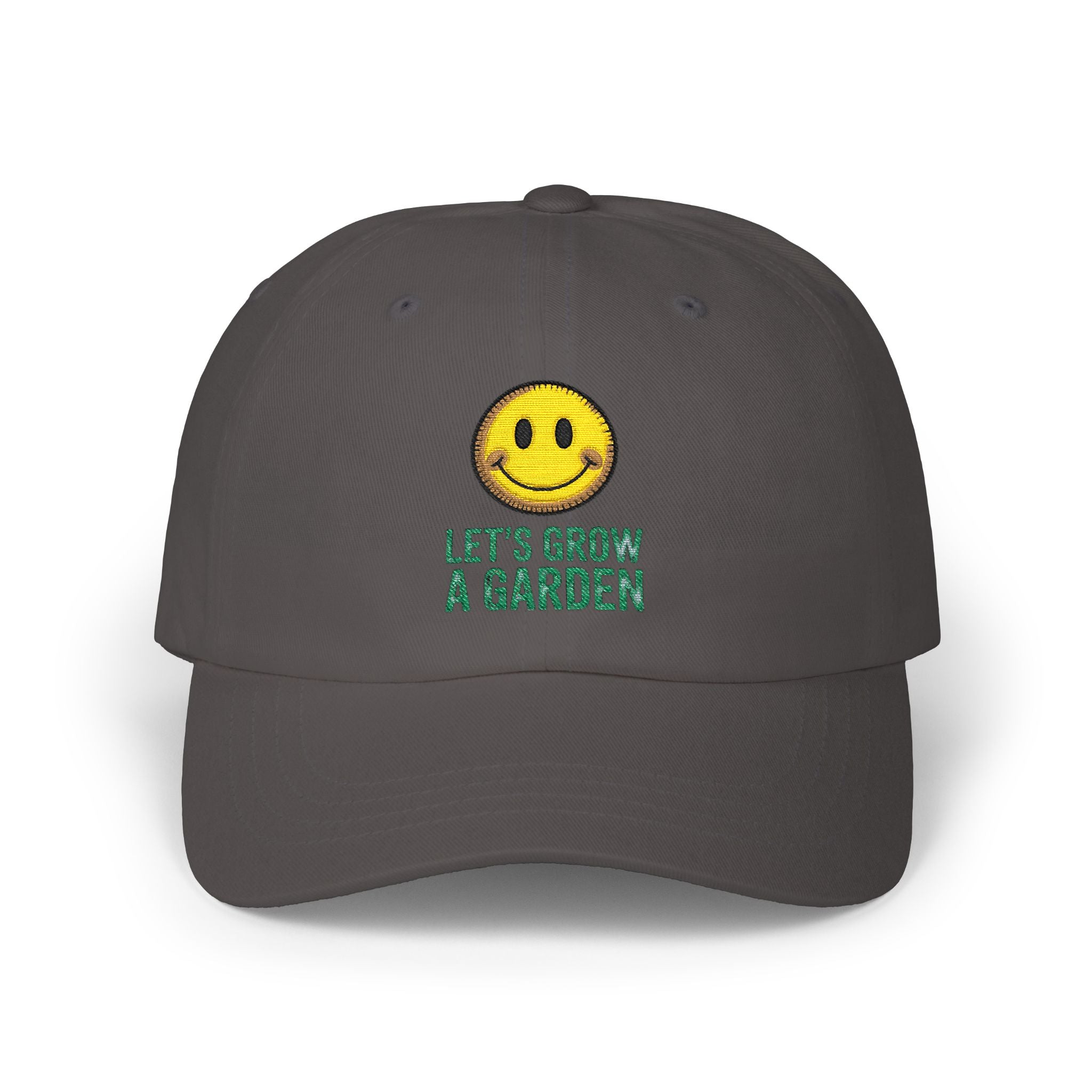 Dad Cap - 'Let’s Grow a Garden' Smiley Embroidered Hat