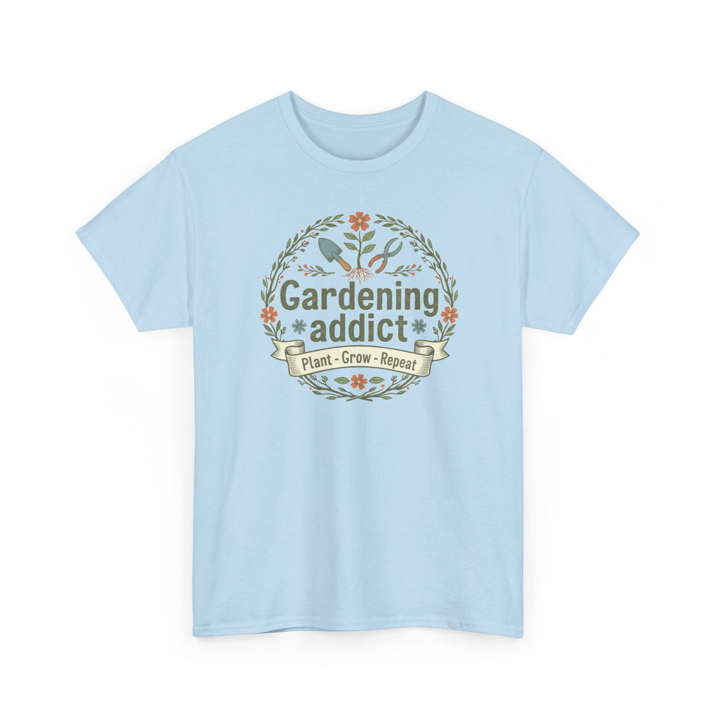 Gardening Addict T-Shirt — Plant Grow Repeat Floral Tee for Gardeners
