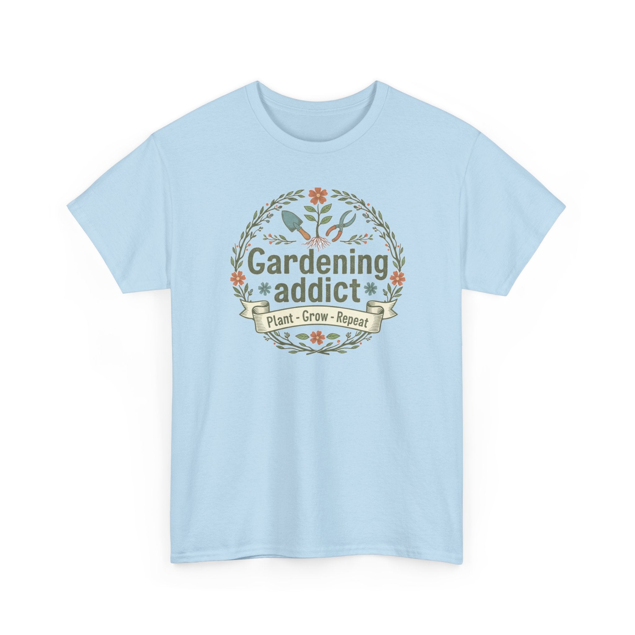 Gardening Addict T-Shirt — Plant Grow Repeat Floral Tee for Gardeners