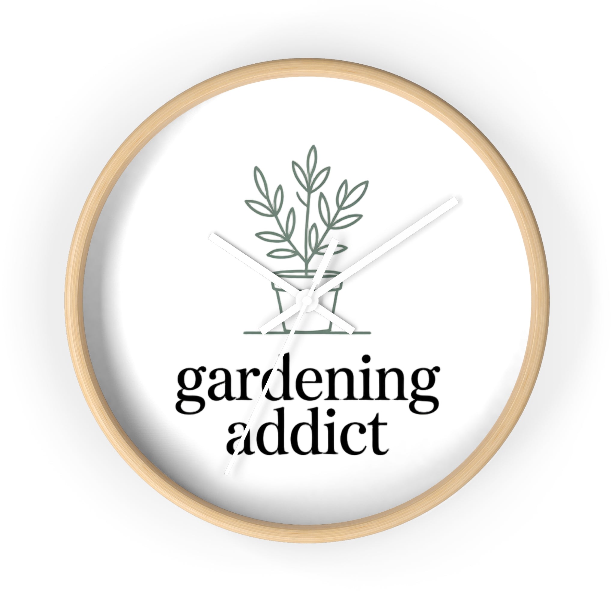 Gardening Addict Wall Clock — Minimal Plant Lover Decor