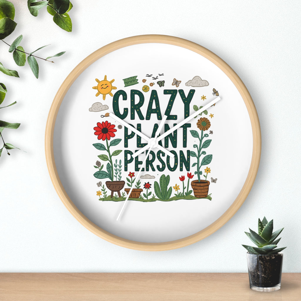Crazy Plant Person Wall Clock — Botanical Decor Clock for Plant Lovers