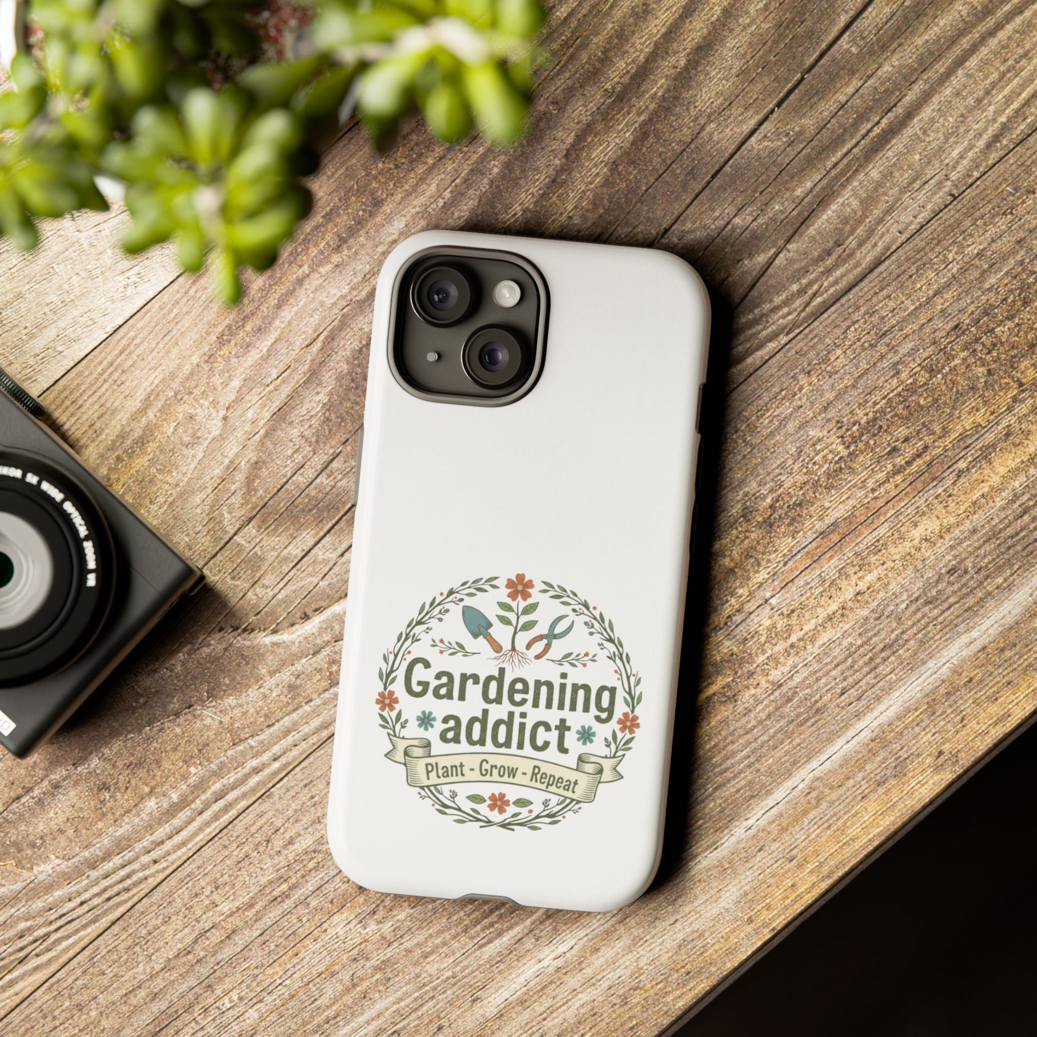 Phone Case — Gardening Addict "Plant • Grow • Repeat" Floral Garden Phone Cover