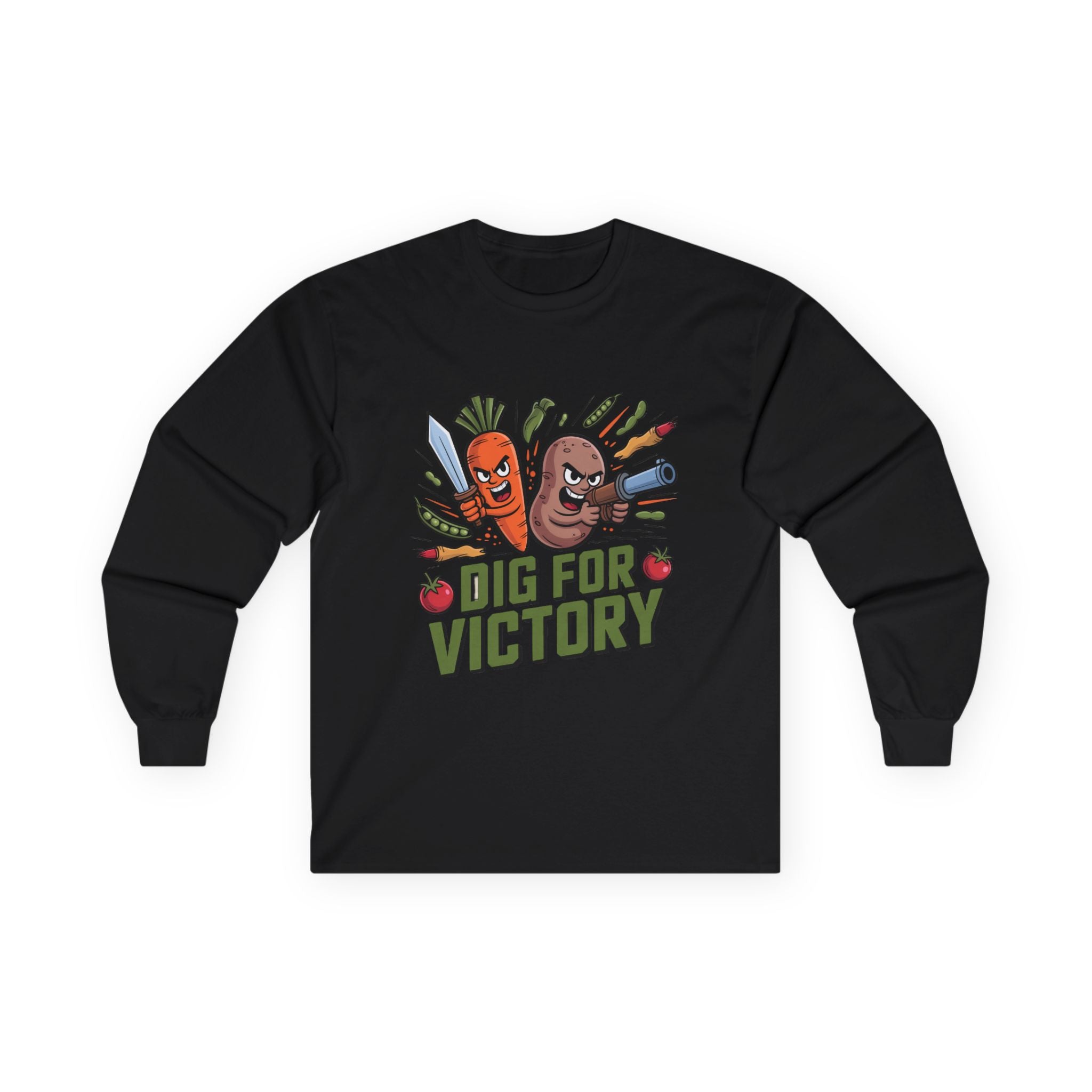 Dig for Victory Long Sleeve Tee — Vintage Veggie Garden Graphic