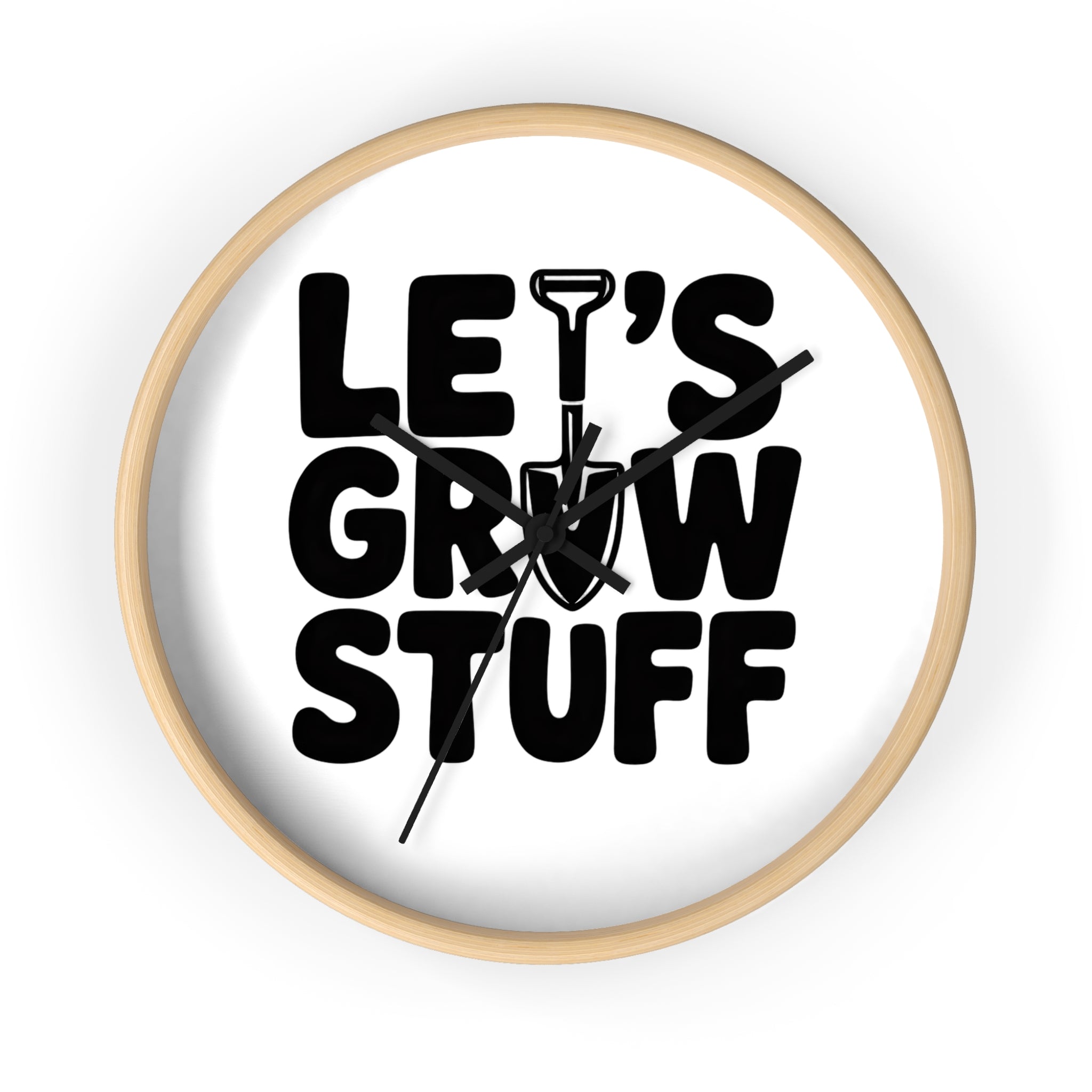 Let’s Grow Stuff Wall Clock — Gardening Quote Decorative Clock for Plant Lovers