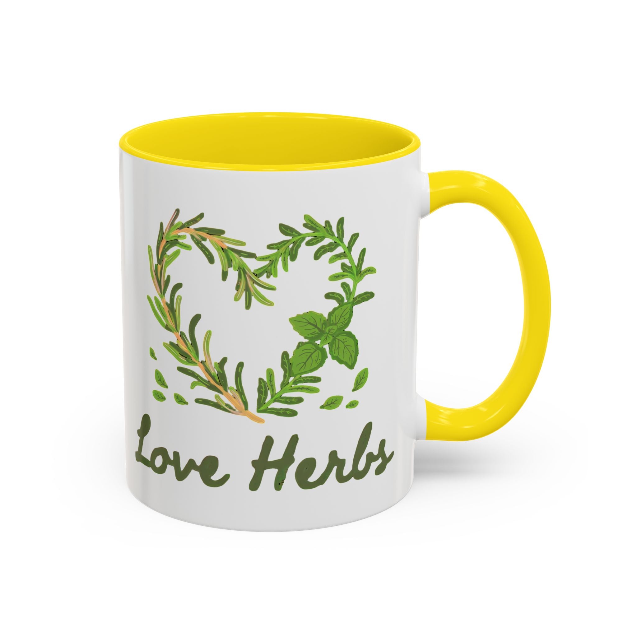 Herb Heart Accent Coffee Mug – “Love Herbs” Botanical Tea & Coffee Cup