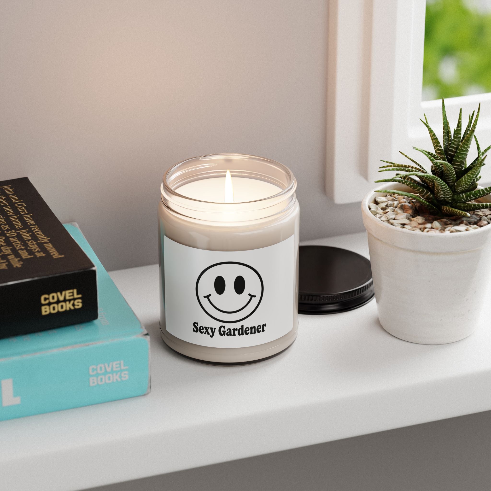 Sexy Gardener Scented Soy Candle — 9oz Smiley Label Gift for Gardeners