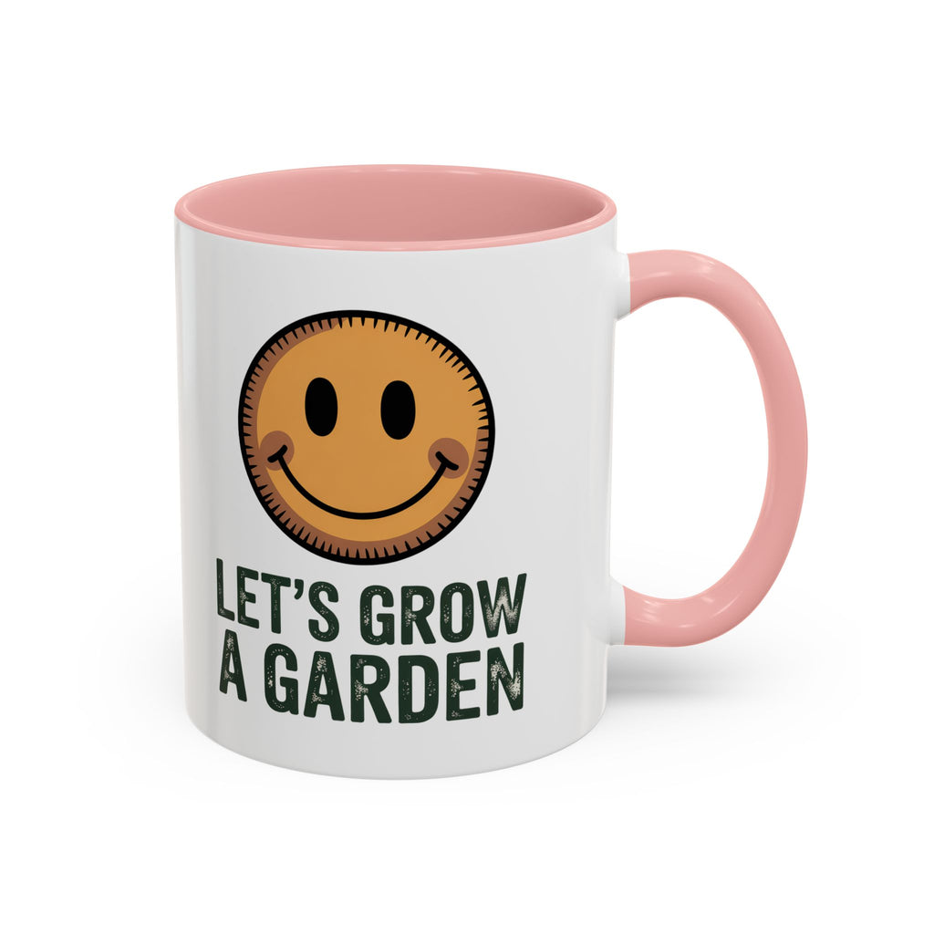 Let’s Grow a Garden Accent Coffee Mug — Smiley Seed Patch Design (11/15oz)