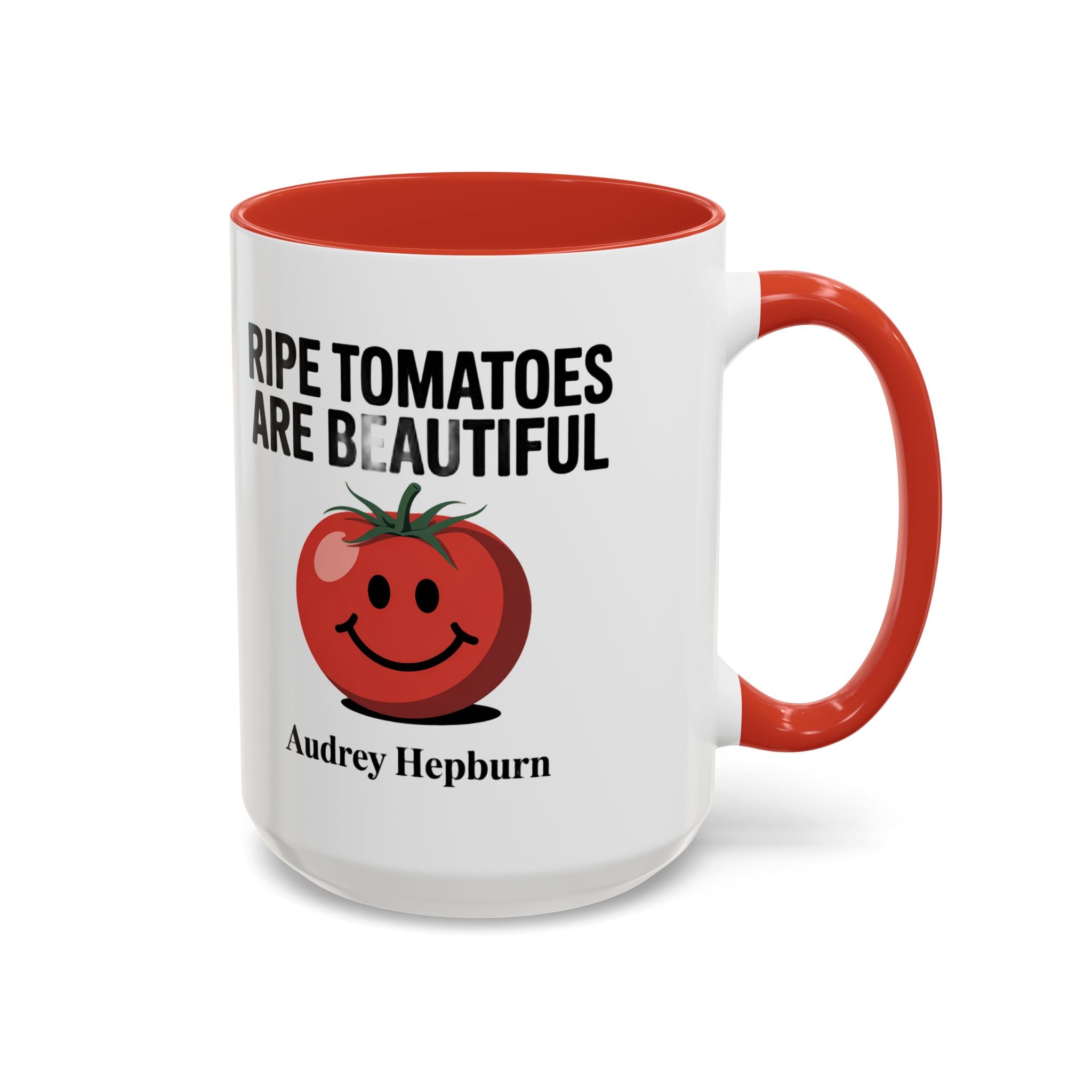 Accent Coffee Mug — "Ripe Tomatoes Are Beautiful" Audrey Hepburn Quote Mug