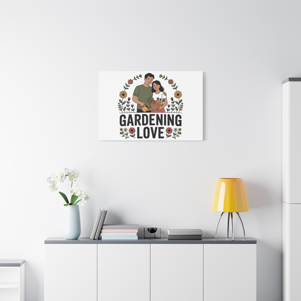 Gardening Love Canvas Print — Couple Gardening Wall Art