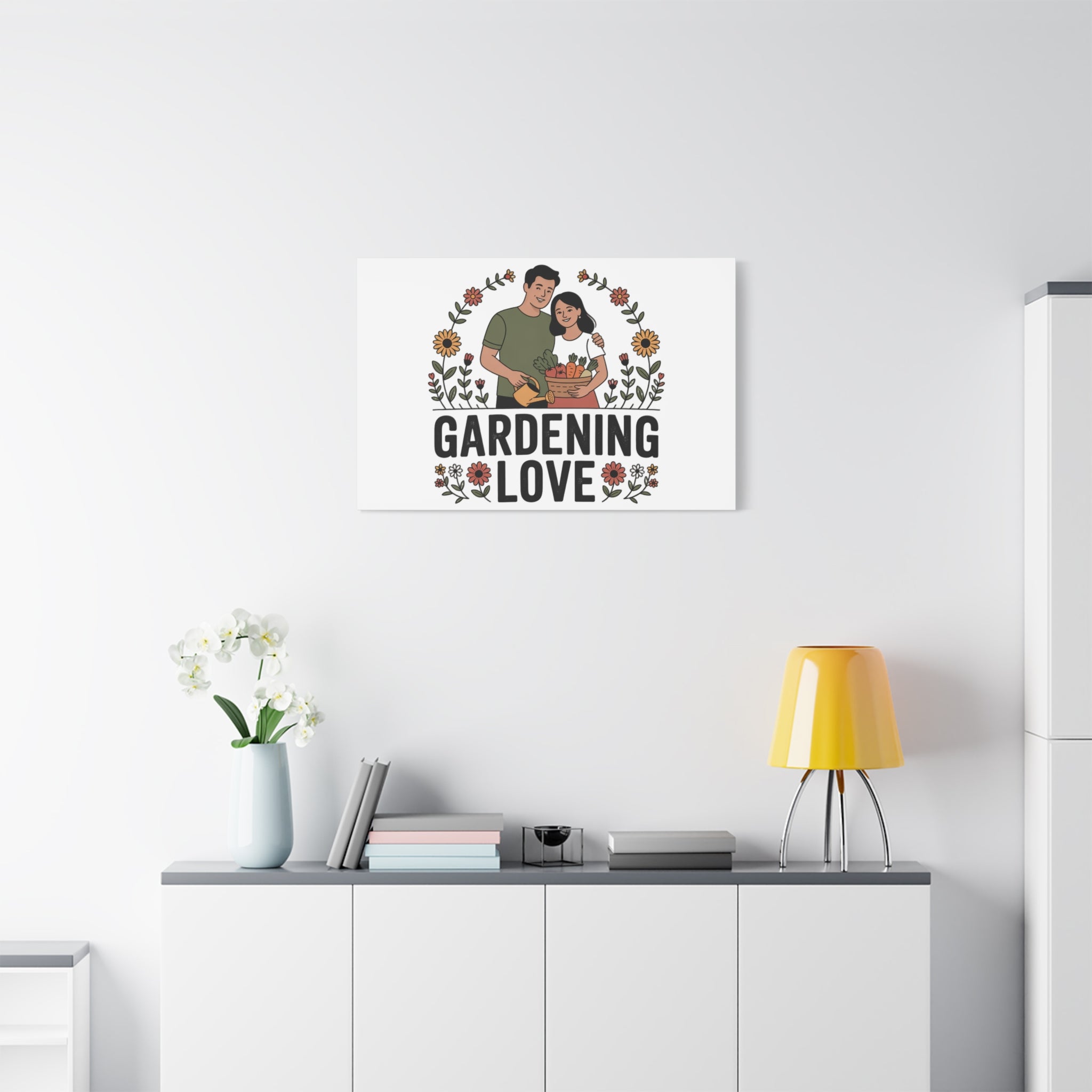 Gardening Love Canvas Print — Couple Gardening Wall Art