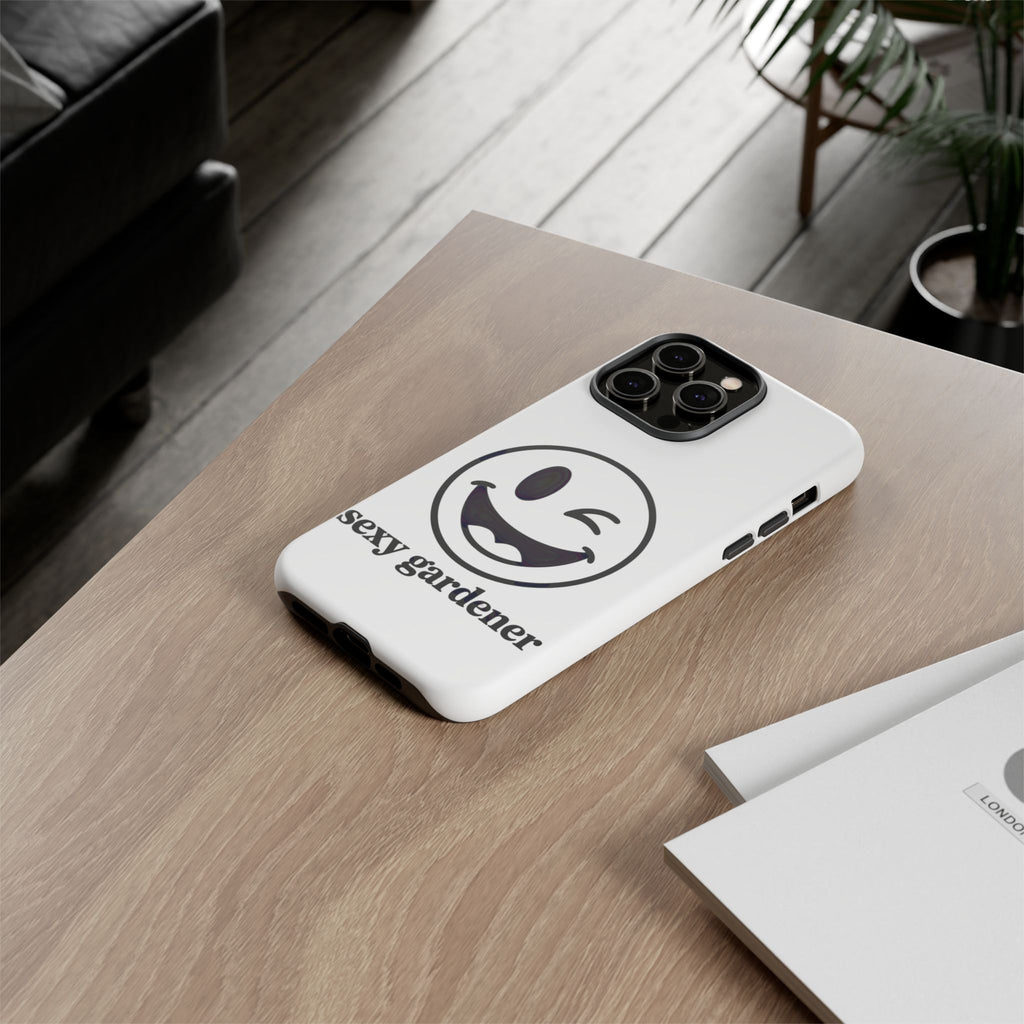 Phone Case — Winking Smiley “sexy gardener” Graphic