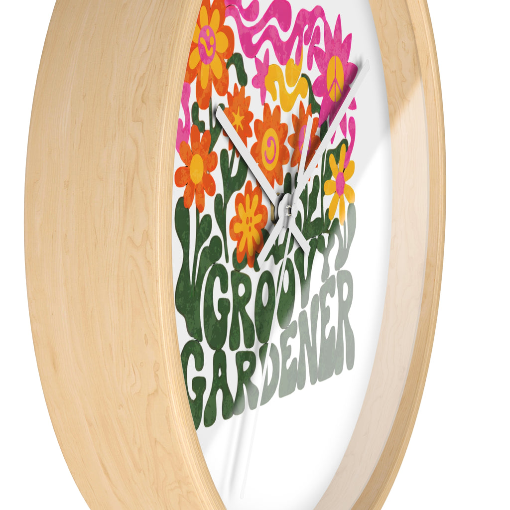 Groovy Gardener Wall Clock — Retro Floral Garden Decor