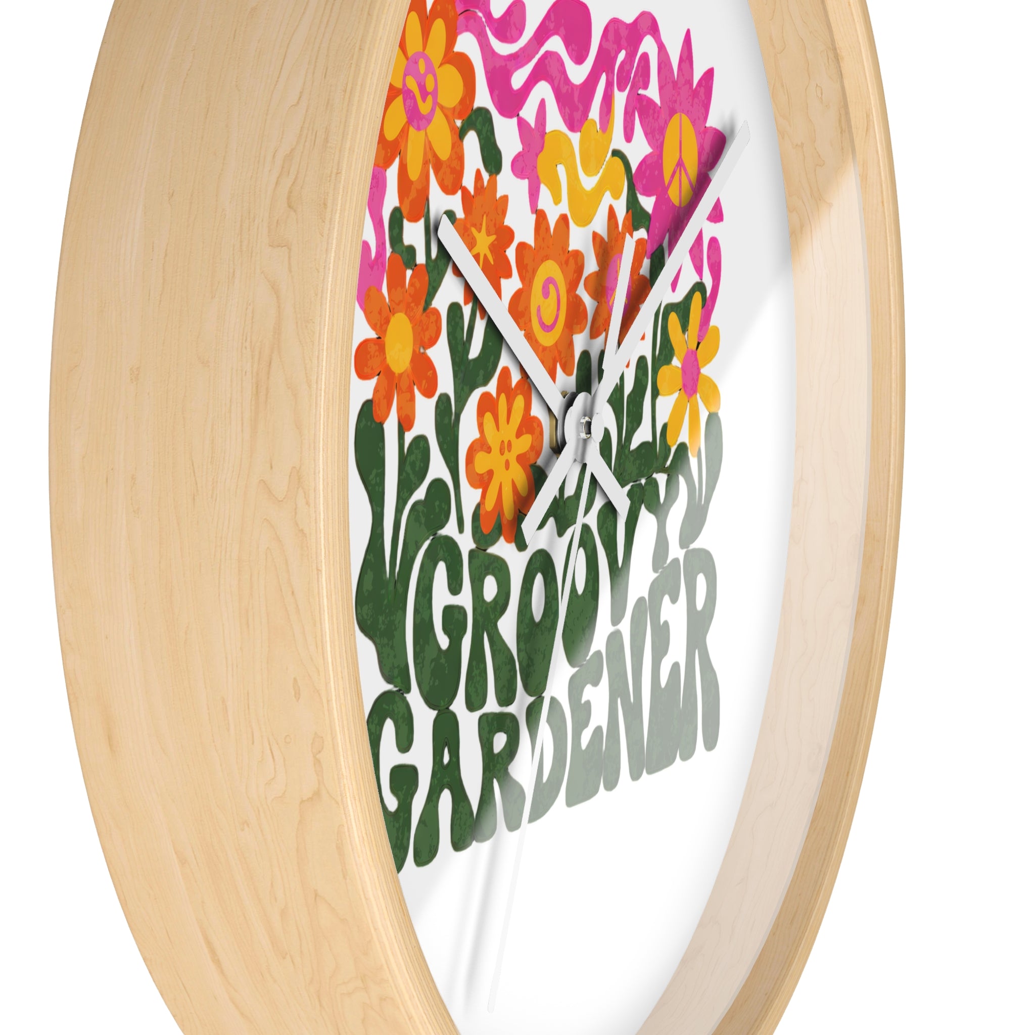 Groovy Gardener Wall Clock — Retro Floral Garden Decor