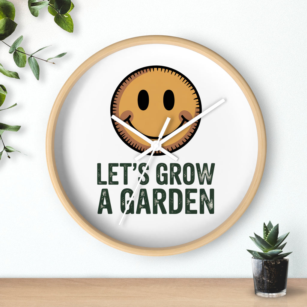 Garden Smile Wall Clock – "Let's Grow a Garden" Decorative Clock for Gardeners