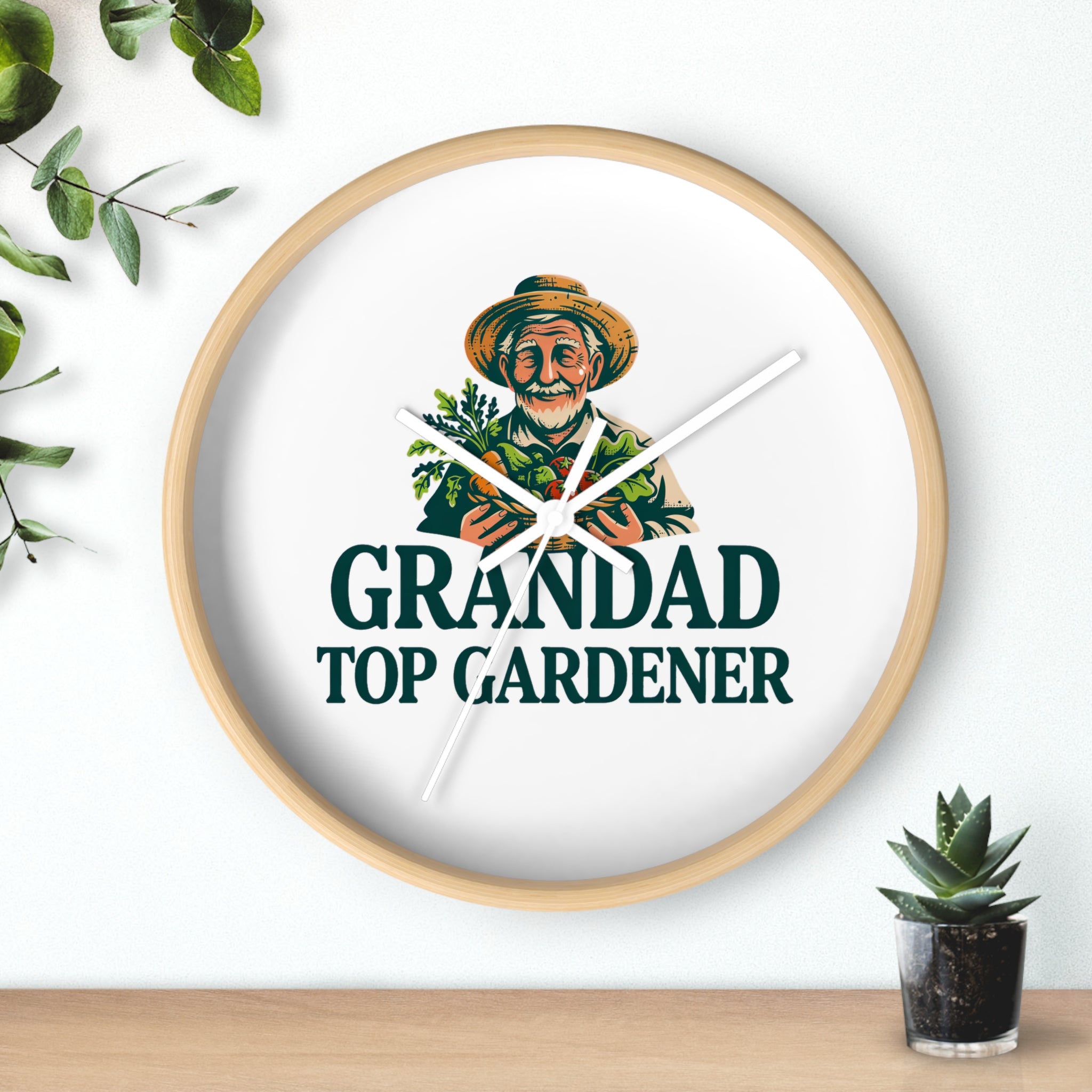 Grandad Top Gardener Wall Clock — Gift for Grandpa, Gardening Lover Decor