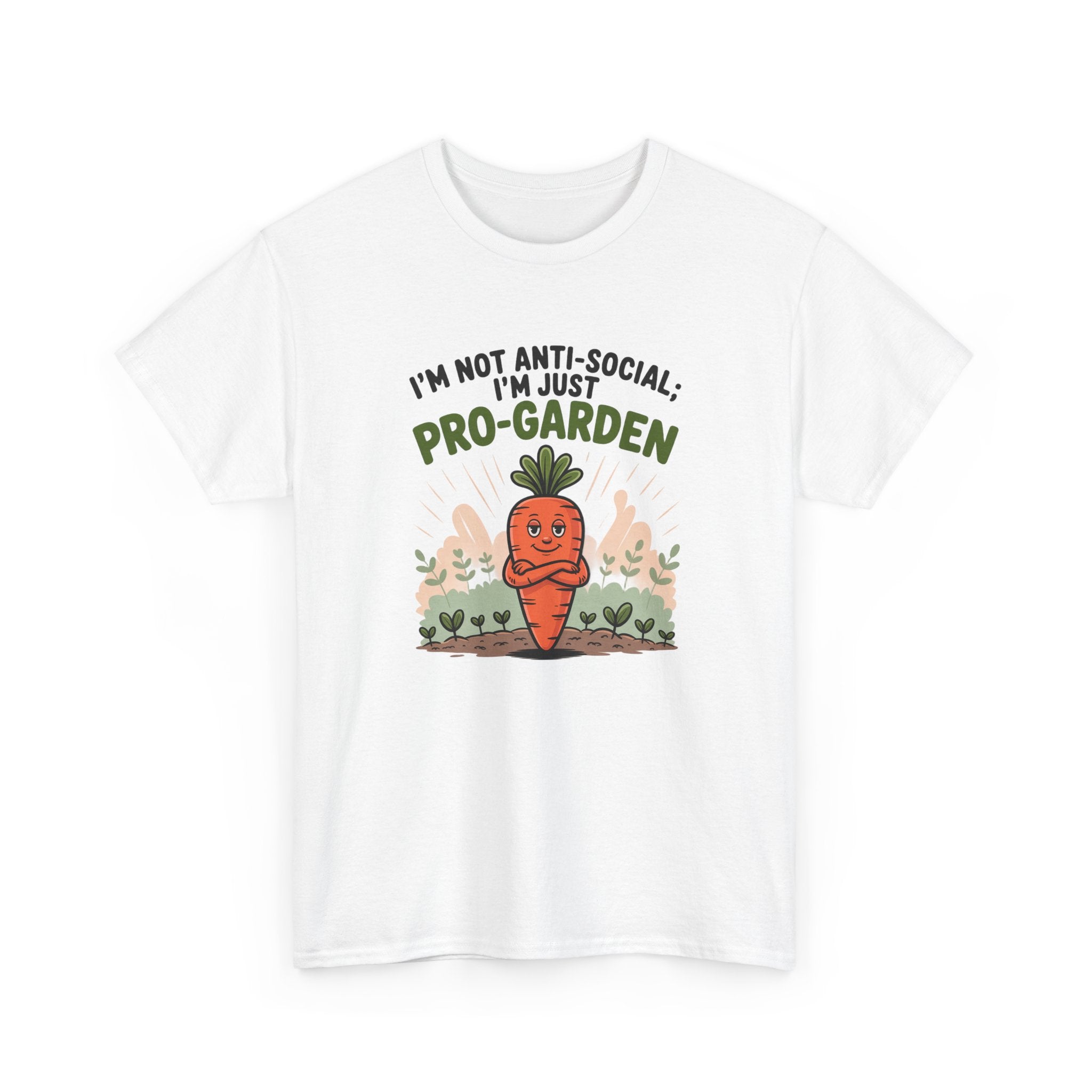 Garden Lover T‑Shirt — "I’m Not Anti-Social, I’m Just Pro-Garden" Cute Carrot Tee