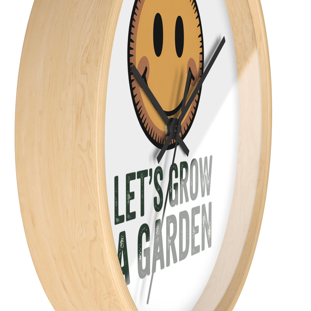 Garden Smile Wall Clock – "Let's Grow a Garden" Decorative Clock for Gardeners