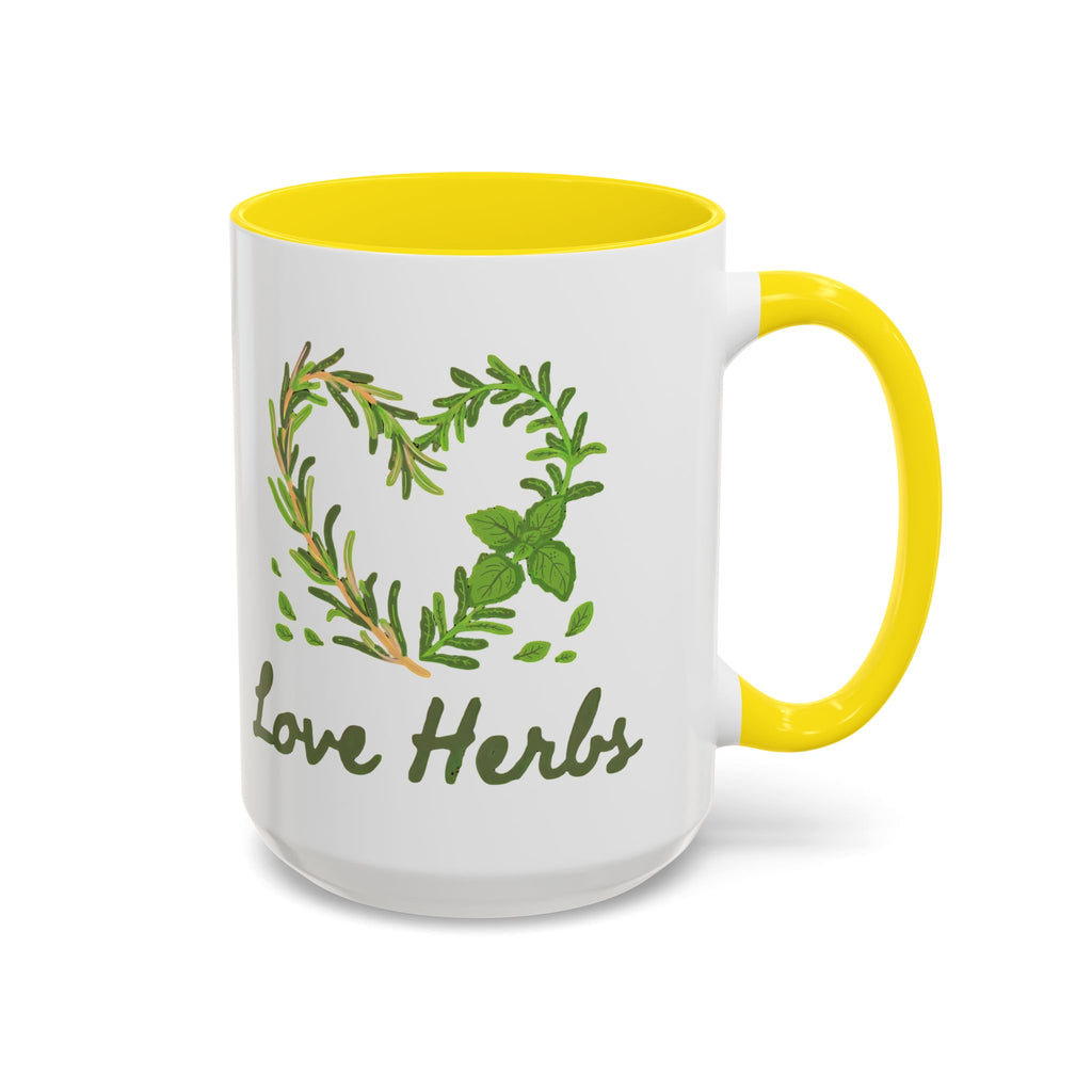 Herb Heart Accent Coffee Mug – “Love Herbs” Botanical Tea & Coffee Cup