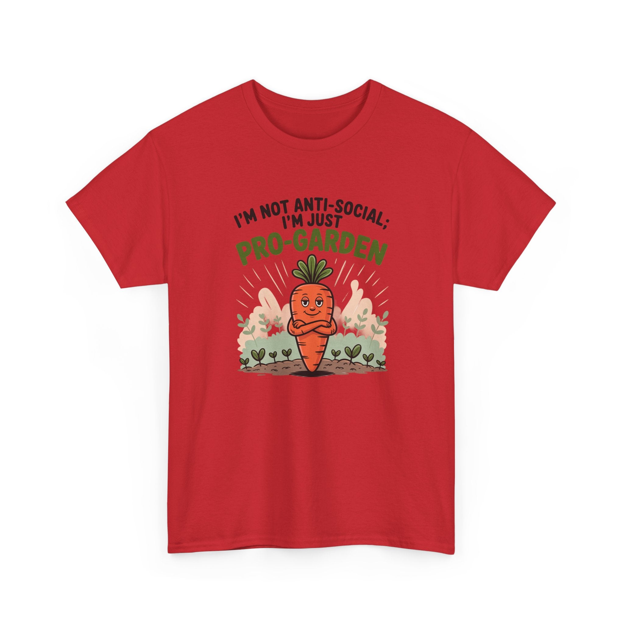 Garden Lover T‑Shirt — "I’m Not Anti-Social, I’m Just Pro-Garden" Cute Carrot Tee