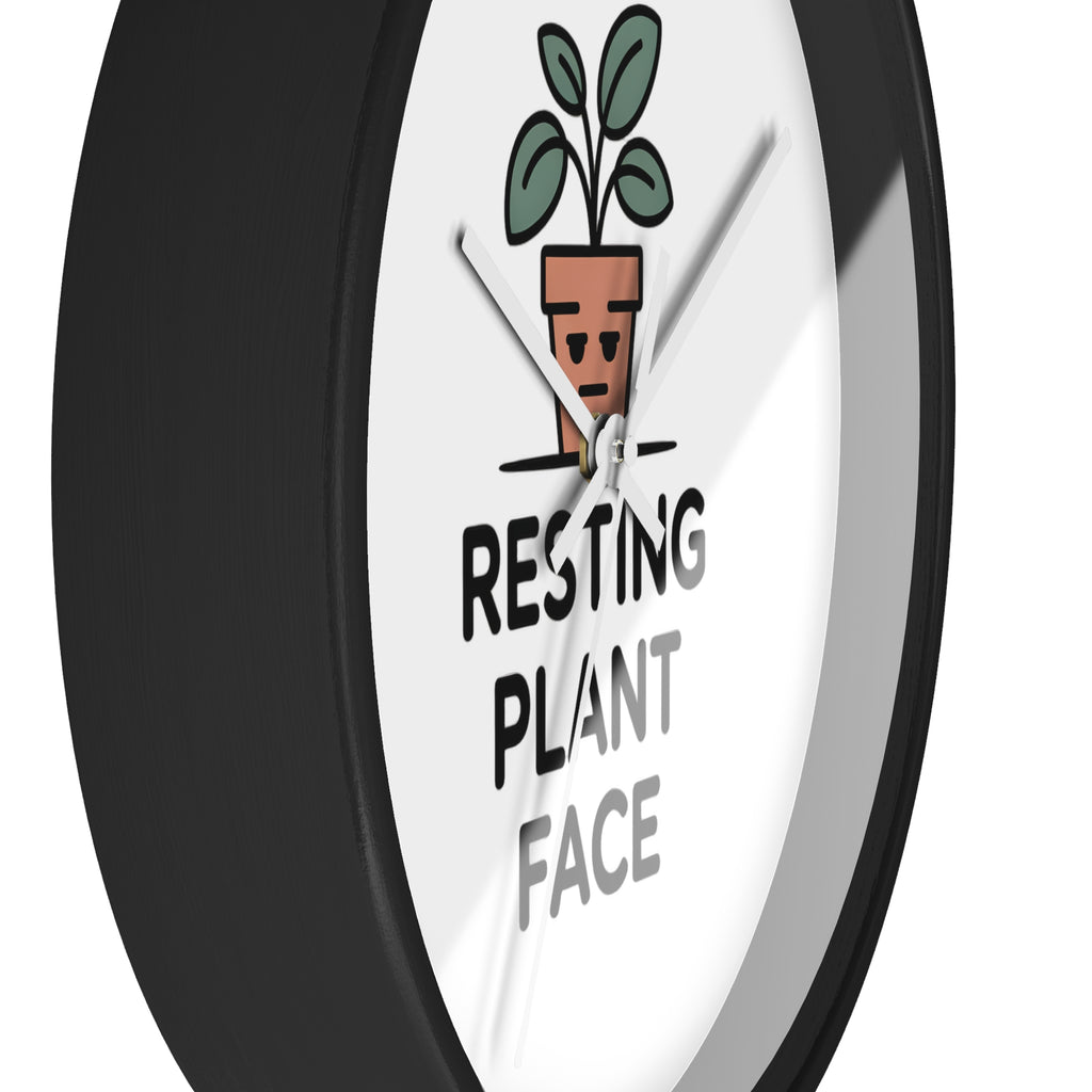 Resting Plant Face Wall Clock — Cute Plant Pot Decorative Clock for Plant Lovers