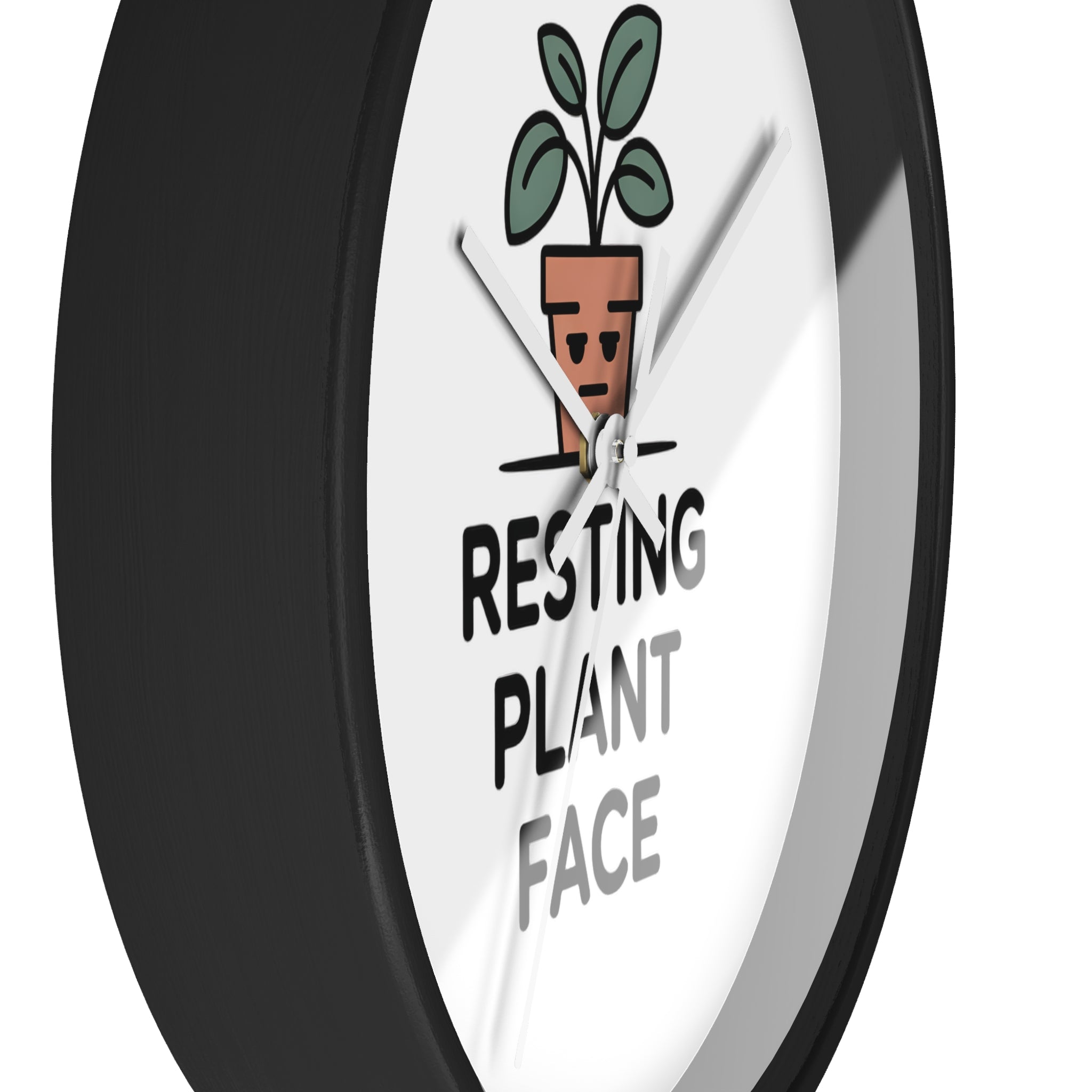 Resting Plant Face Wall Clock — Cute Plant Pot Decorative Clock for Plant Lovers