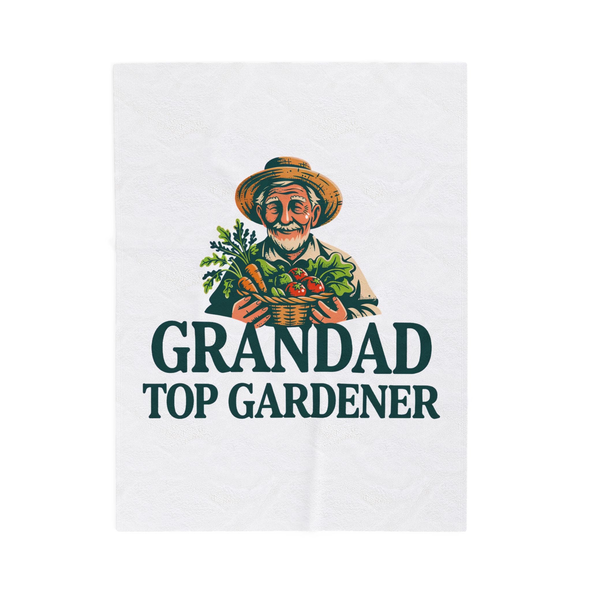 Velveteen Plush Blanket — "Grandad Top Gardener" Cozy Gardener Throw (Father's Day, Gift for Grandpa)