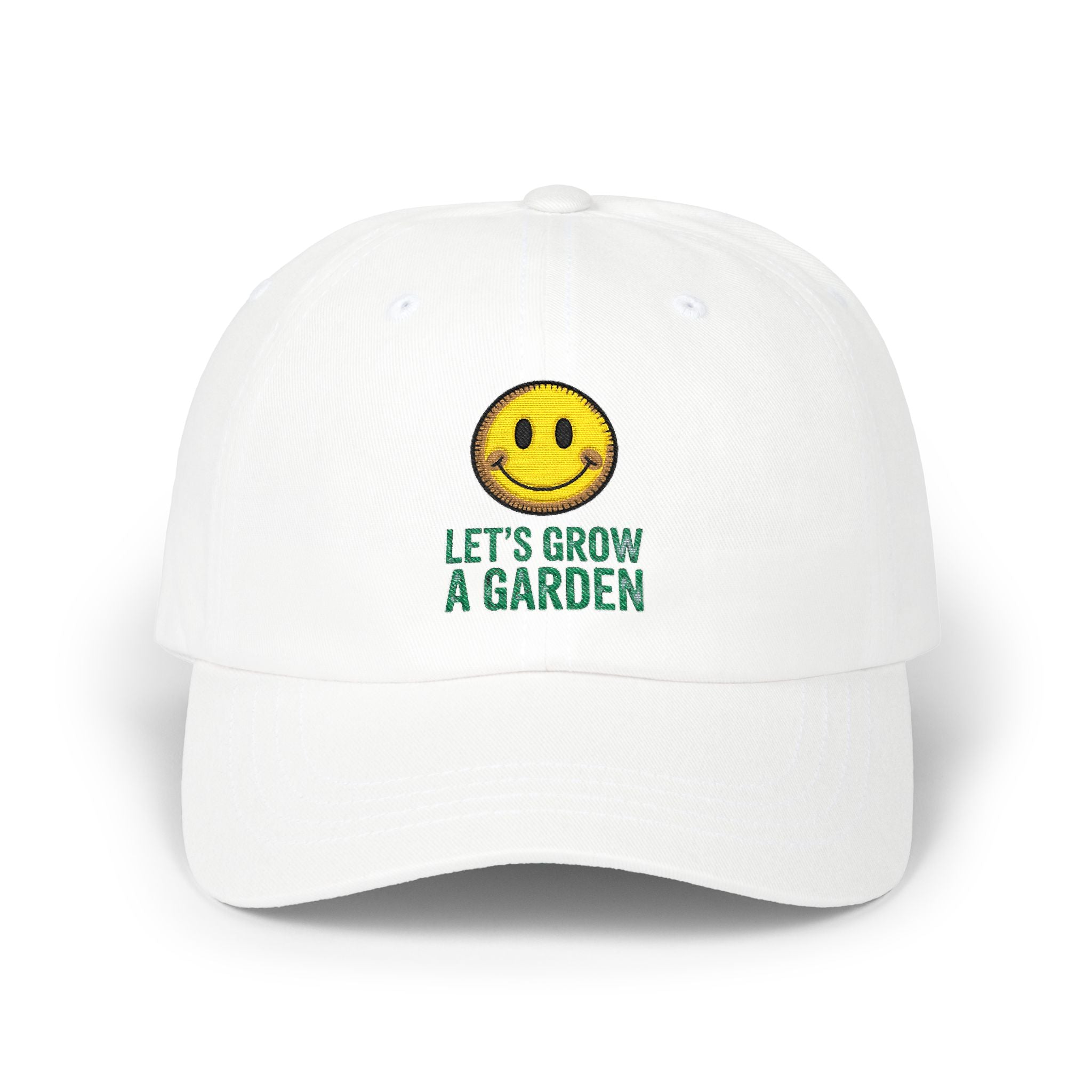 Dad Cap - 'Let’s Grow a Garden' Smiley Embroidered Hat