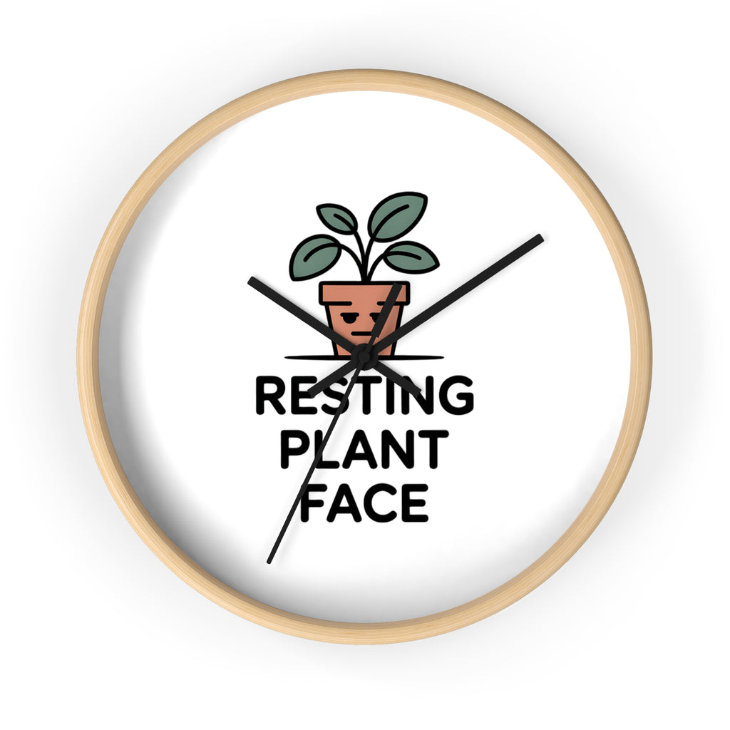 Resting Plant Face Wall Clock — Cute Plant Pot Decorative Clock for Plant Lovers
