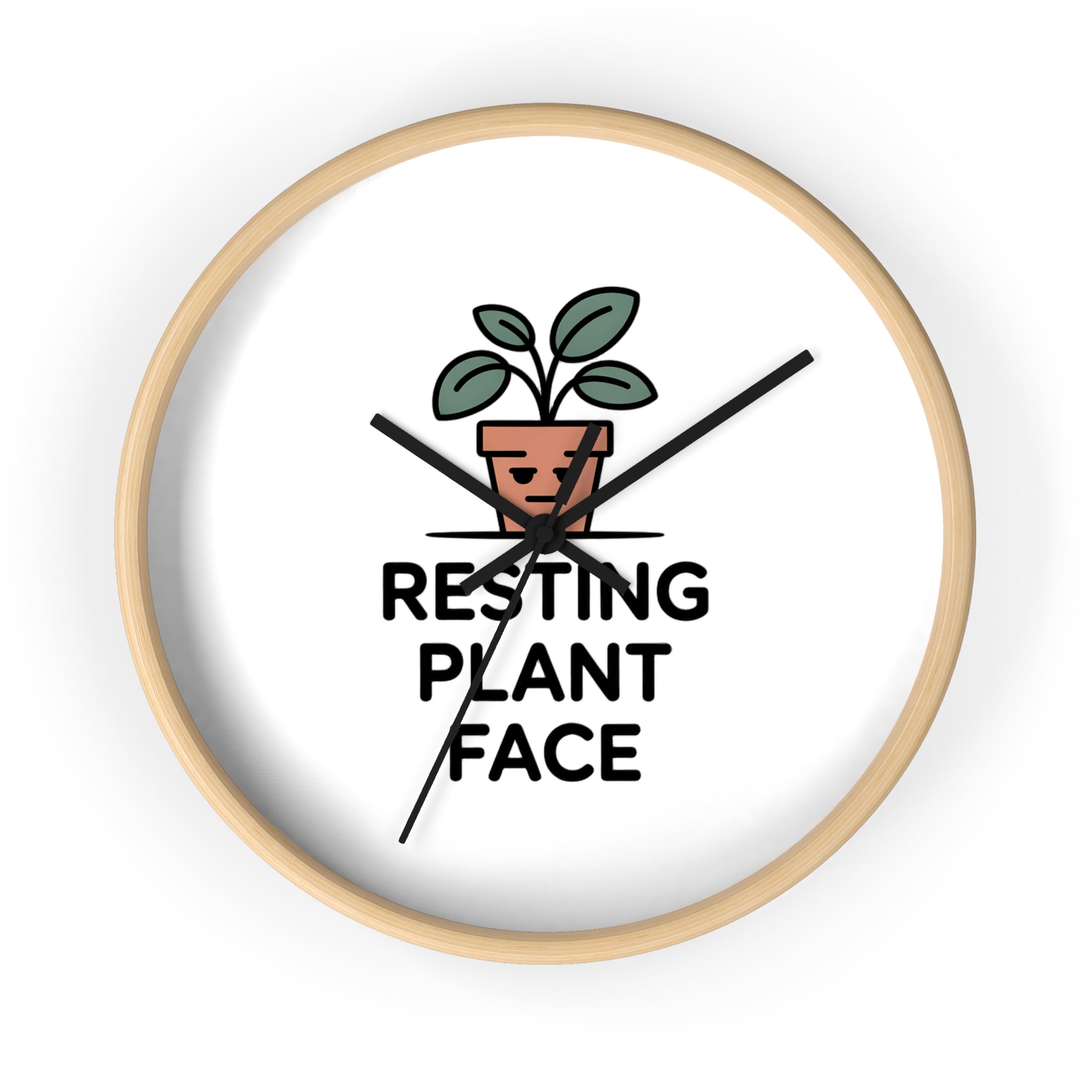 Resting Plant Face Wall Clock — Cute Plant Pot Decorative Clock for Plant Lovers