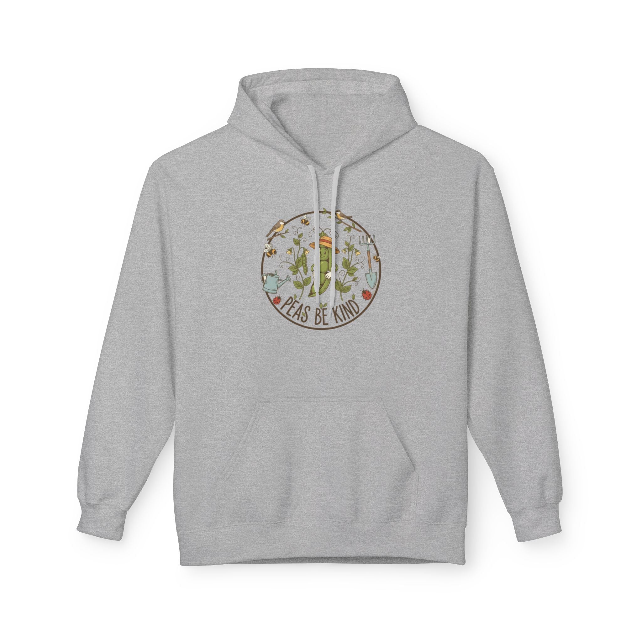 Cute Gardening Hoodie — "Peas Be Kind" Floral Graphic