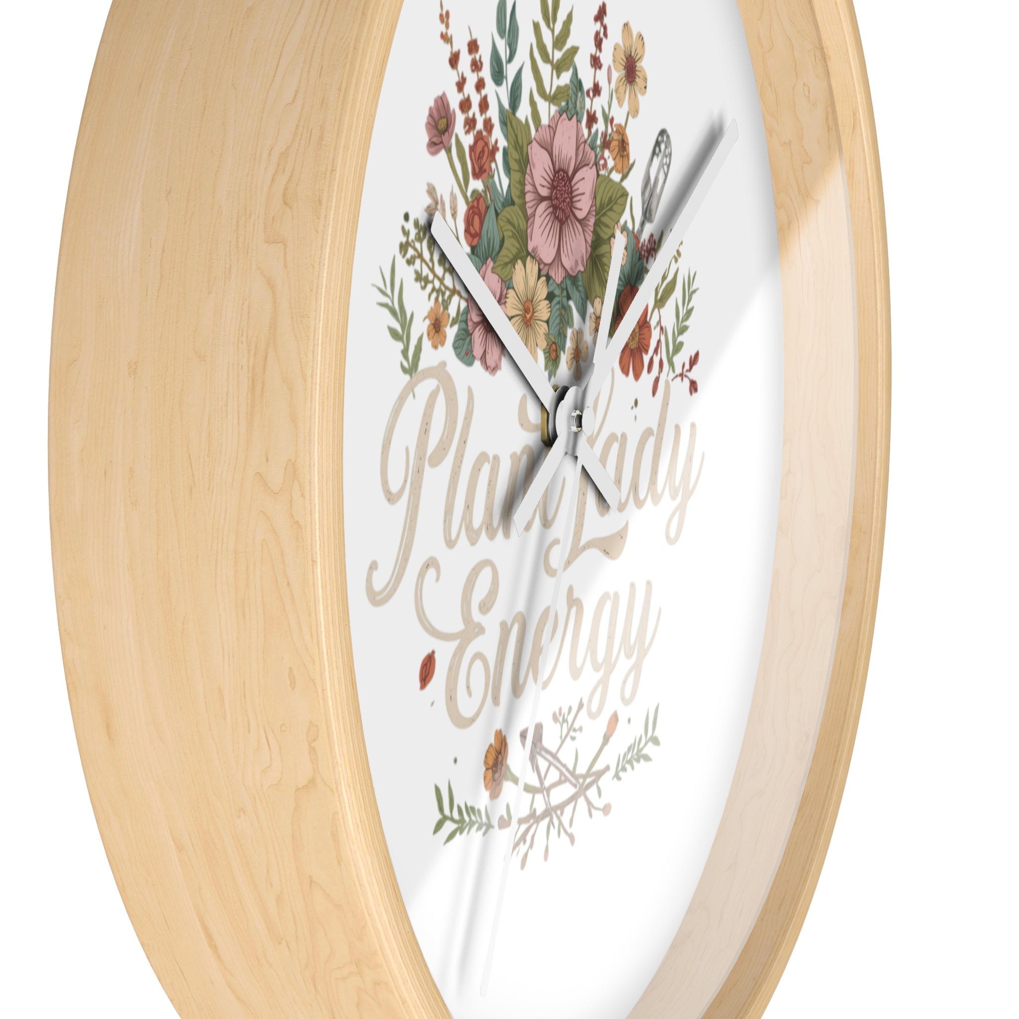 Plant Lady Energy Wall Clock — Floral Botanical Home Decor Gift