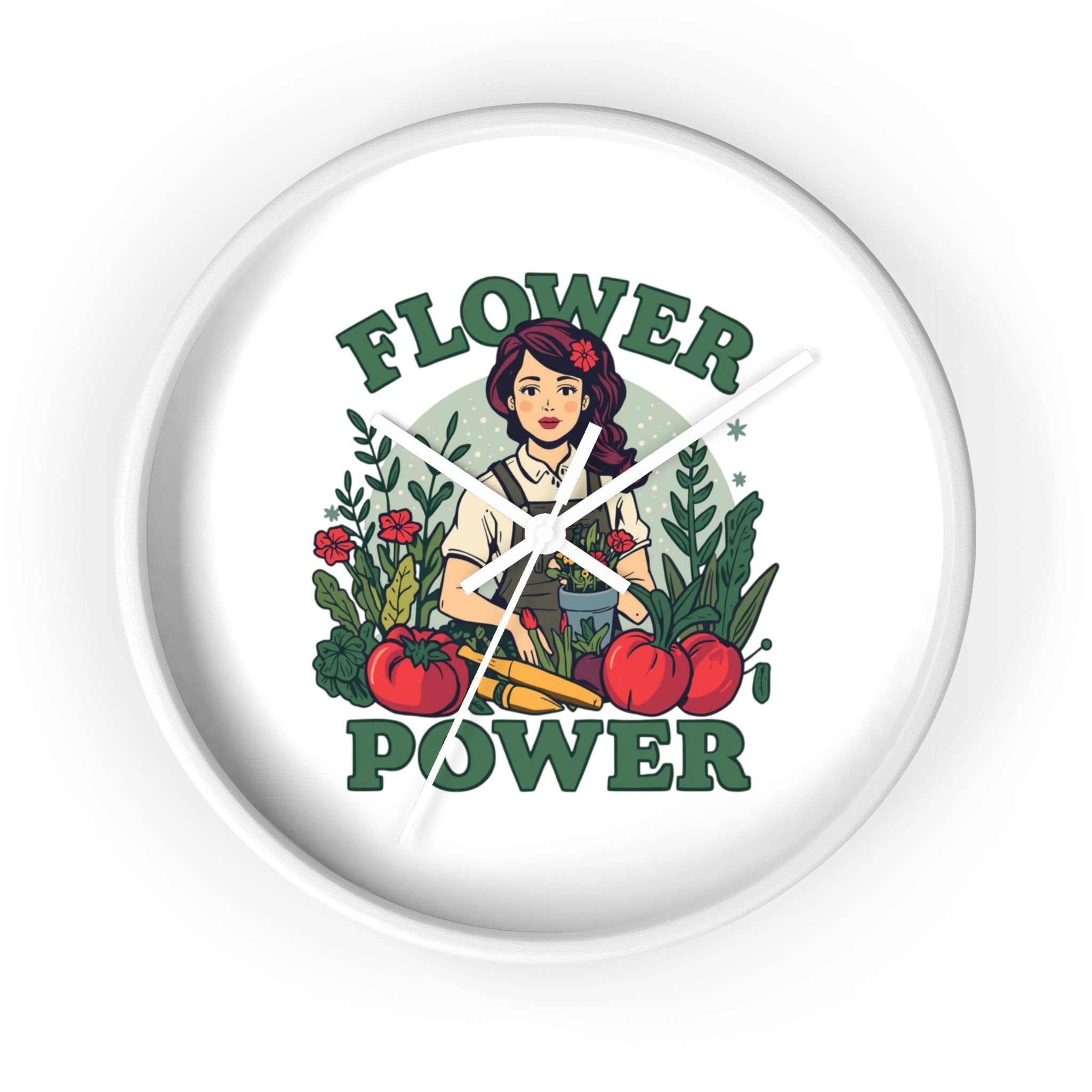 Flower Power Wall Clock - Vintage Garden Decor for Plant Lovers