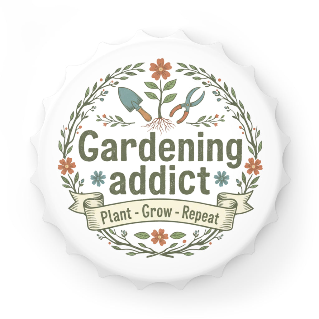 Gardening Addict Bottle Opener — Floral 'Plant • Grow • Repeat' Metal Opener for Gardeners