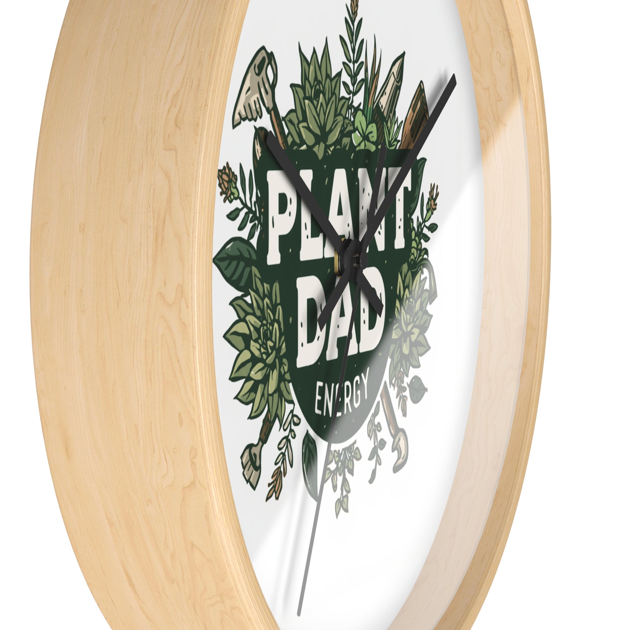 Plant Dad Wall Clock — Botanical "Plant Dad Energy" Decorative Clock for Plant Lovers, Gardeners & Father's Day Gift