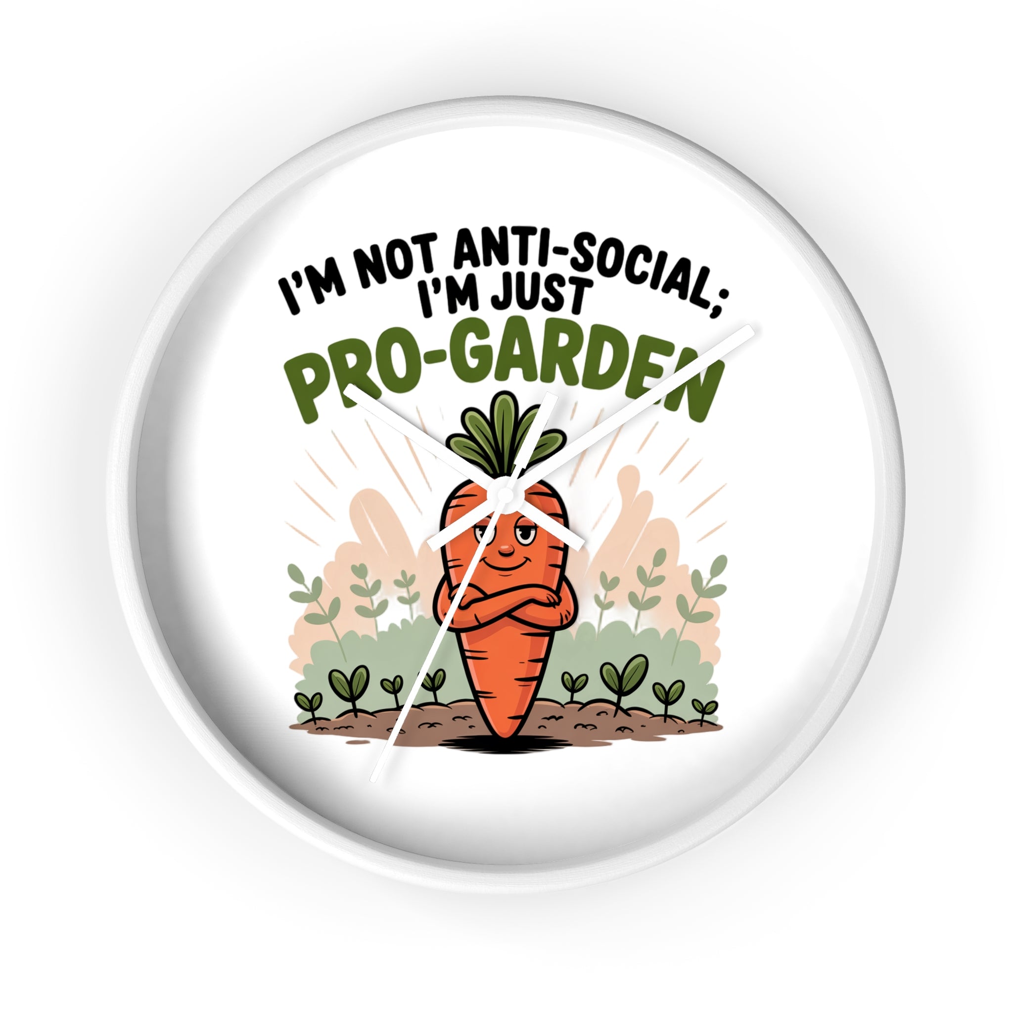 Pro-Garden Wall Clock – "I’m Not Anti-Social, I’m Just Pro-Garden" Carrot Design