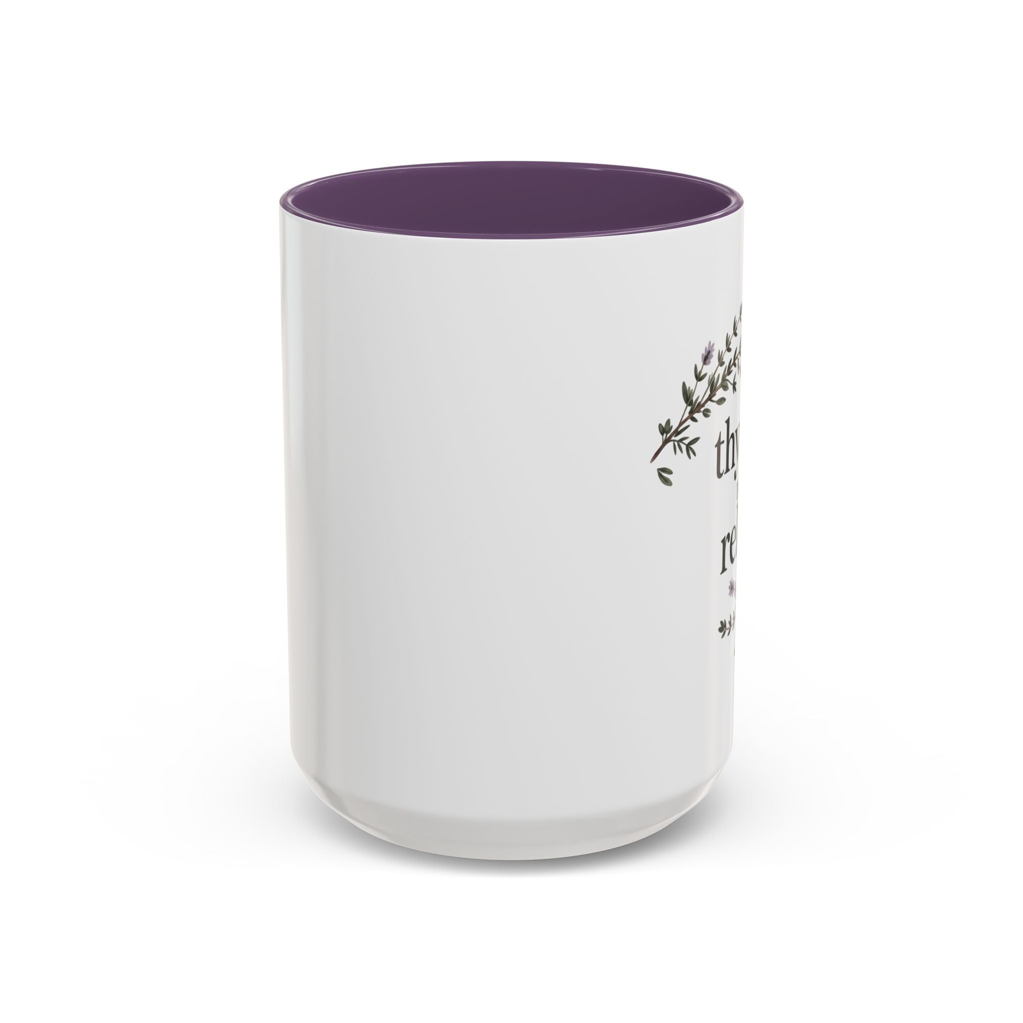 Thyme to Relax Accent Coffee Mug — Herbal Tea & Coffee Cup, Floral Kitchen Gift