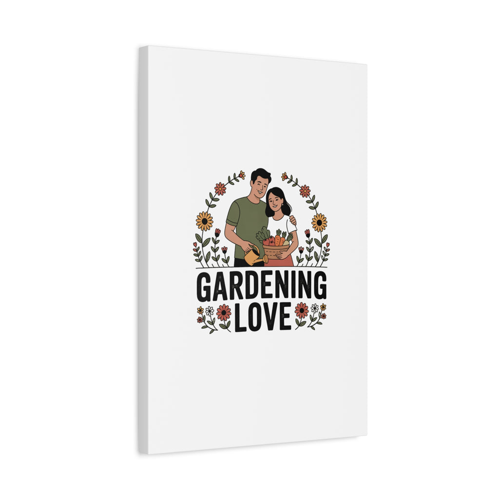 Gardening Love Canvas Print — Couple Gardening Wall Art