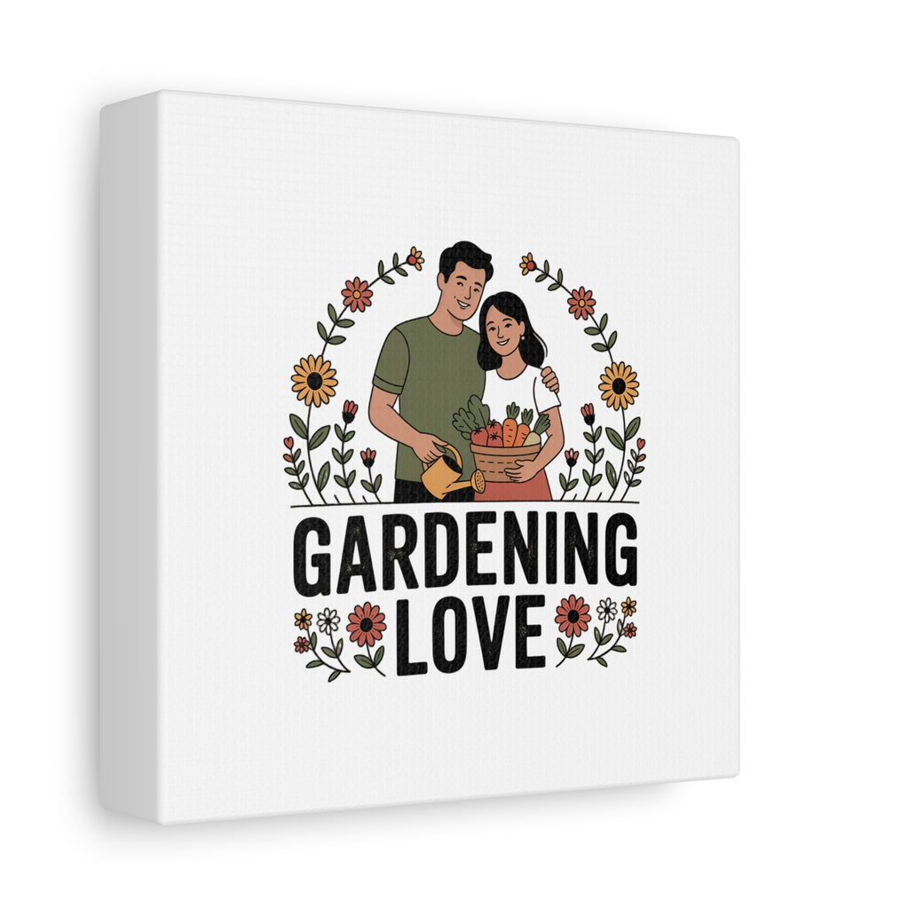 Gardening Love Canvas Print — Couple Gardening Wall Art