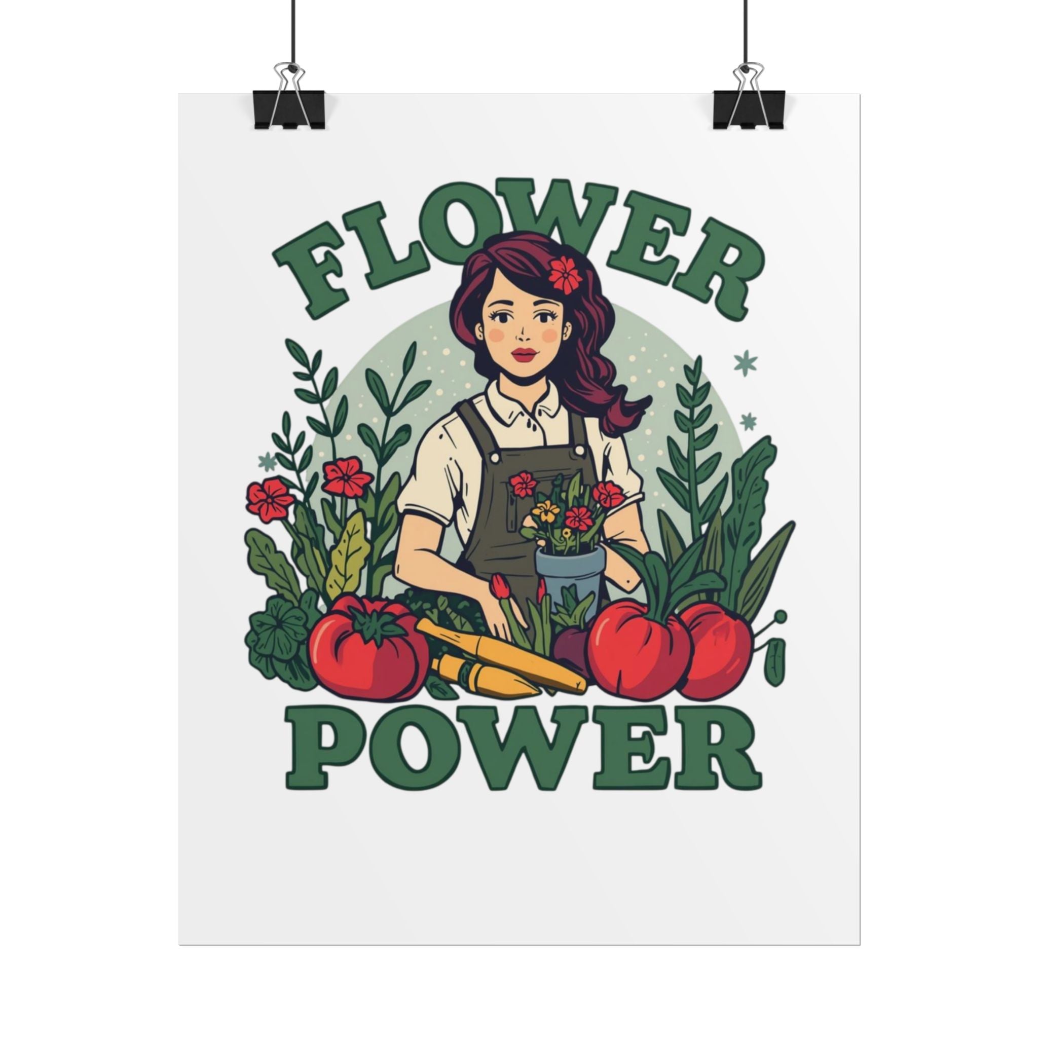 Flower Power Rolled Poster — Vintage Gardener Illustration